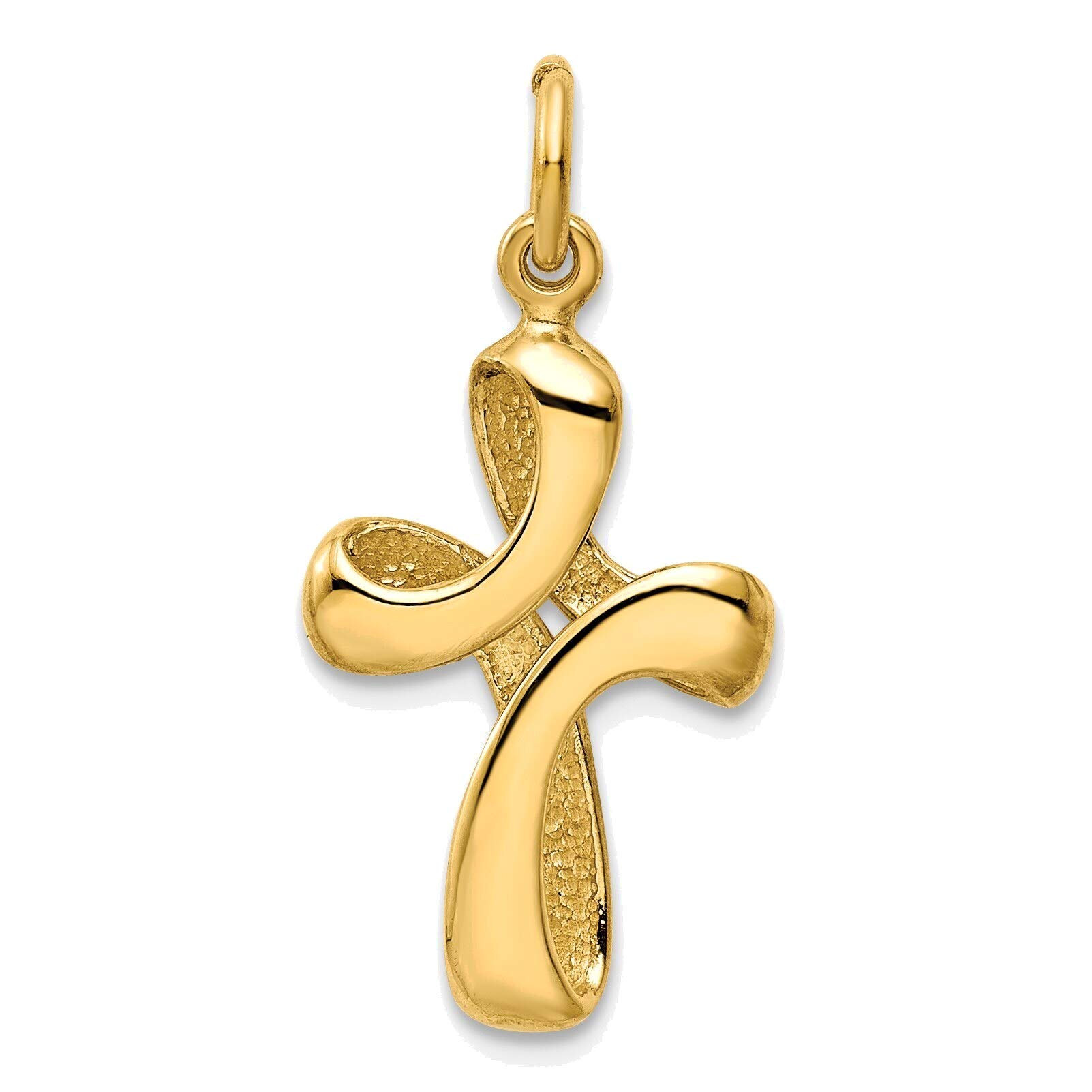 14K Yellow Gold Polished Cross Charm Pendant Necklace for Women - Perfect for Everyday Wear, Gifts & Special Occasions
