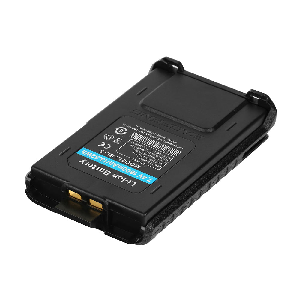 High Capacity 1800mAh Li-ion Rechargeable Battery for Baofeng UV-5R Walkie Talkie - Perfect for Outdoor Adventures, Emergency Preparedness & Security Work