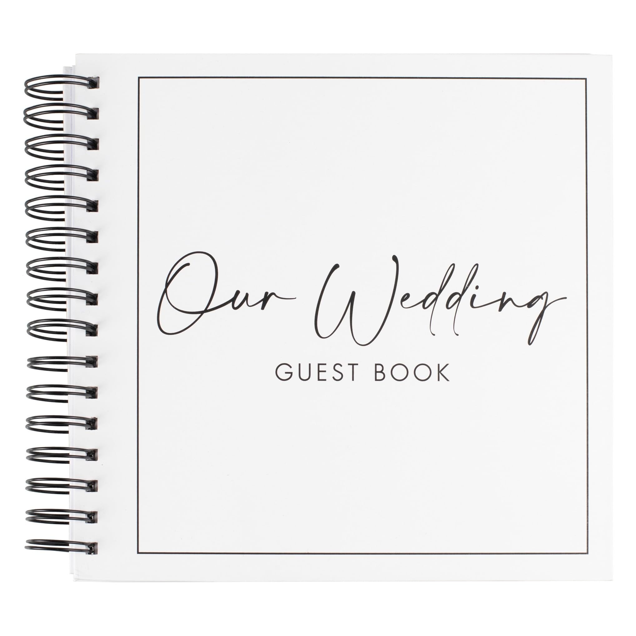 Elegant Ginger Ray Black & White Wedding Guest Book - Premium Brown Keepsake for Bridal Showers, Receptions & Anniversary Celebrations