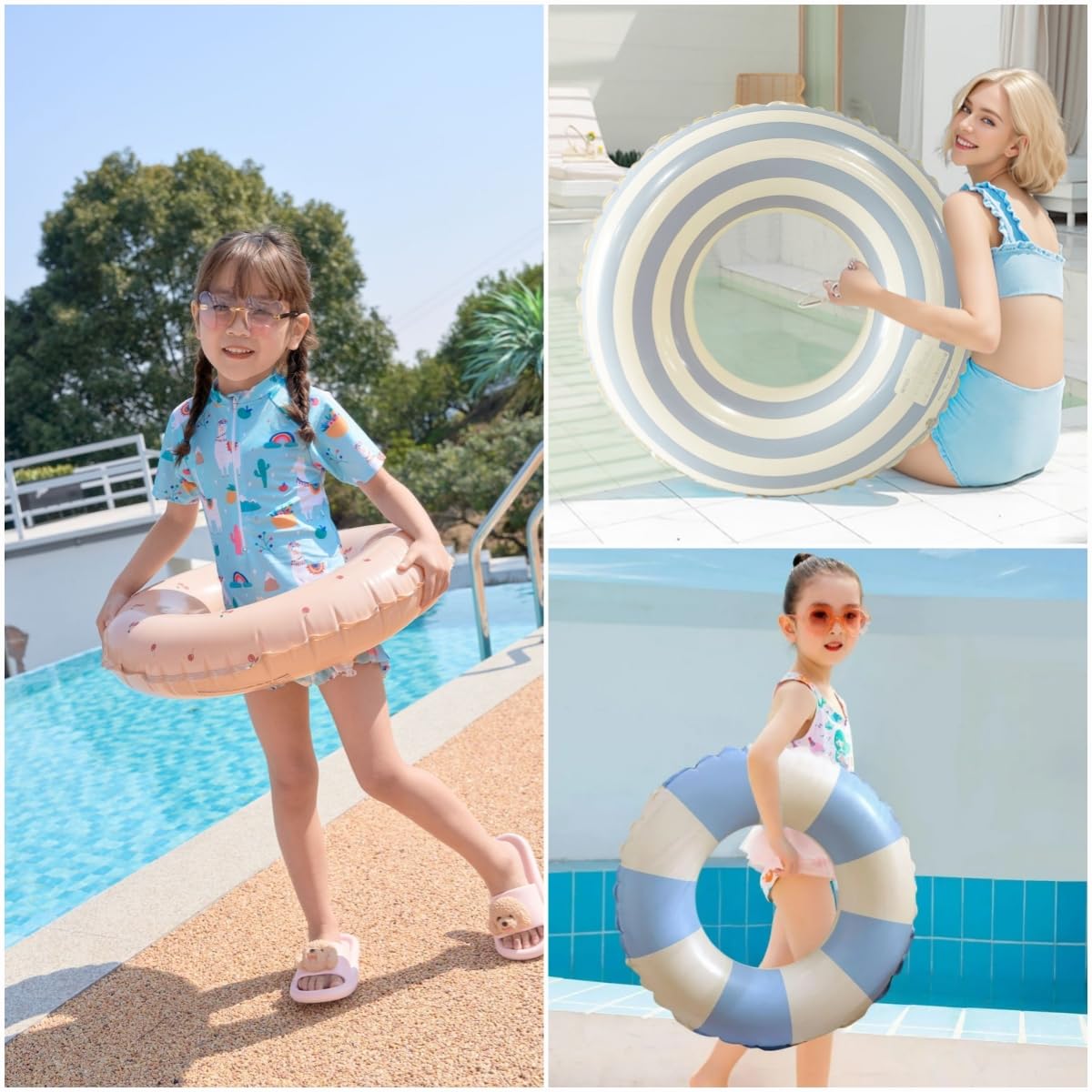 **Best Inflatable Pool Floats for Kids Ages 5-10 - Striped Swim Tubes & Cute Floaties - Perfect for Beach, Pool, and Summer Water Play**