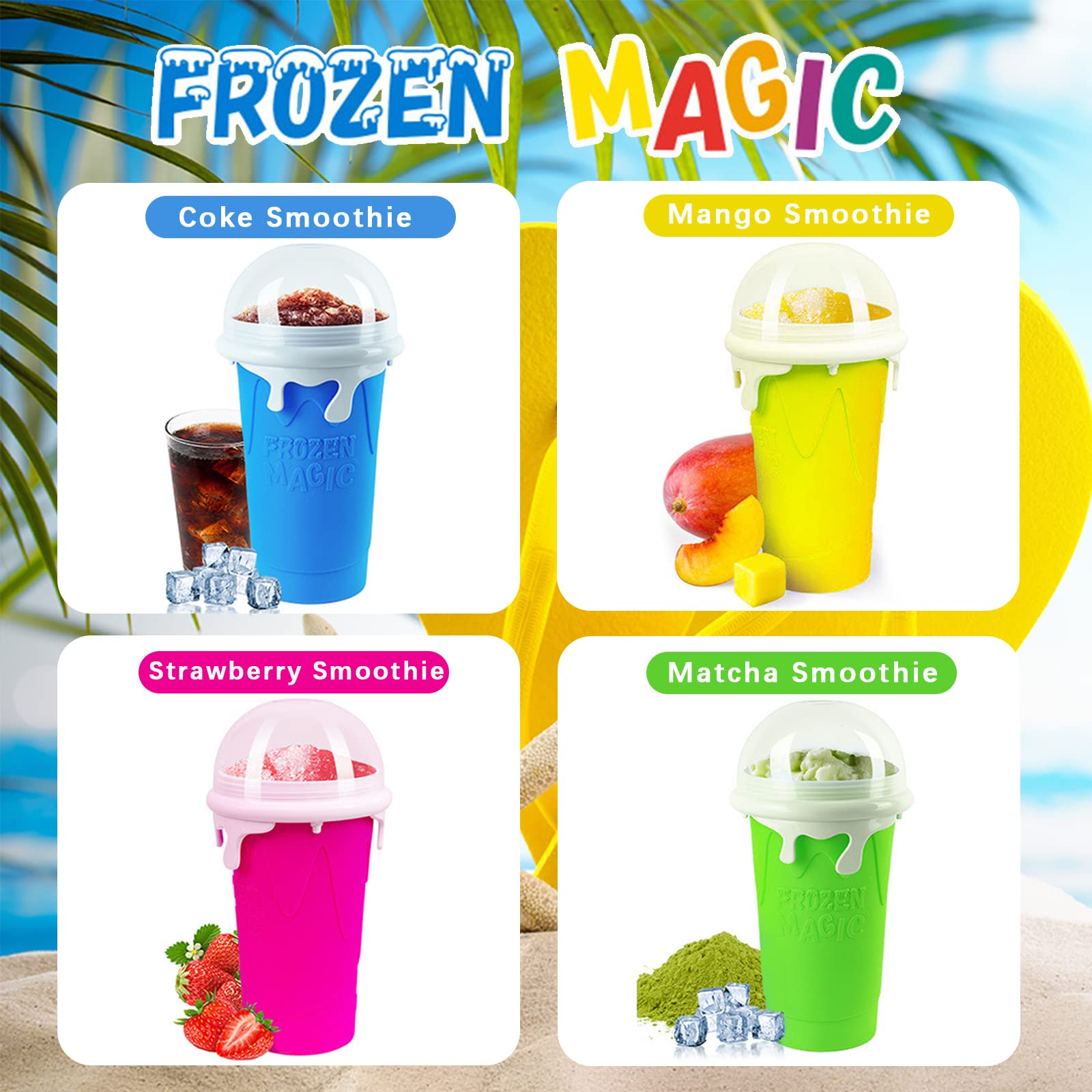17oz/500ml Double Layer Slushie Maker Cup - Quick Frozen Magic Cup for Homemade Slushies, Perfect Birthday Gift for Kids & Teens (Rose) | Great for Summer Parties, Backyard BBQs & Family Fun