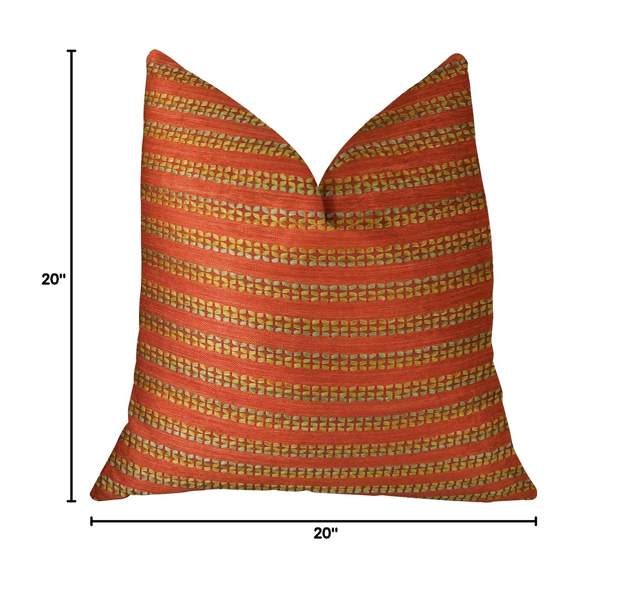 Plutus Tied Rows Handmade Throw Pillow 20x20 Inches - Premium Red Decorative Cushion for Sofa, Bed & Living Room - Soft Home Decor Accent Pillow