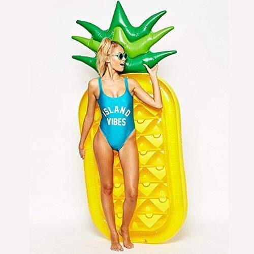 **Premium Pineapple Pool Float - 2-Tone Inflatable Airbed for Adults & Kids (180x90x20cm) - Fun Floating Toy for Swimming Pools, Lakes & Beach Vacations**