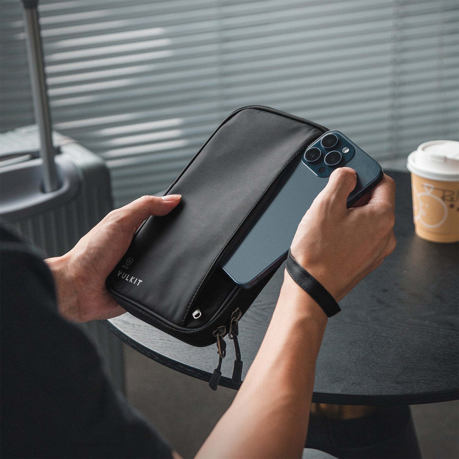 VPW103 RFID Blocking Family Passport Wallet - Secure Travel Organizer for 4 Passports with Wrist Strap | Perfect for Airports, Vacations & International Trips