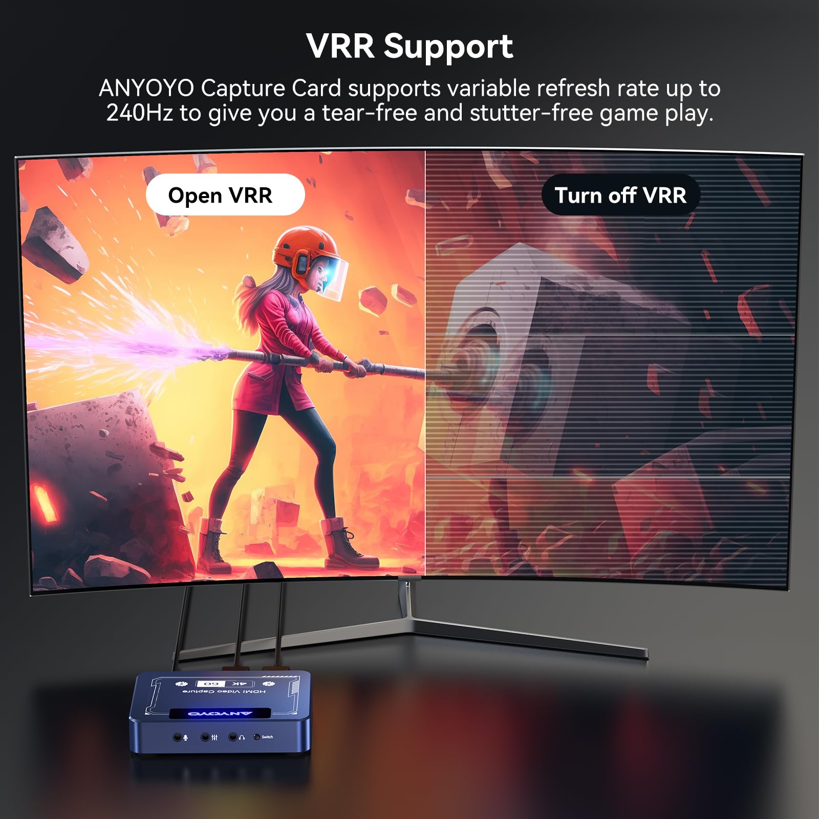 ANYOYO 4K 60FPS HDMI Capture Card with HDR & VRR Passthrough - Ultra Low Latency Video Capture Device for PS5, Xbox Series X/S, Switch, PC & Mac - Perfect for Game Streaming, Live Broadcasting & Video Recording