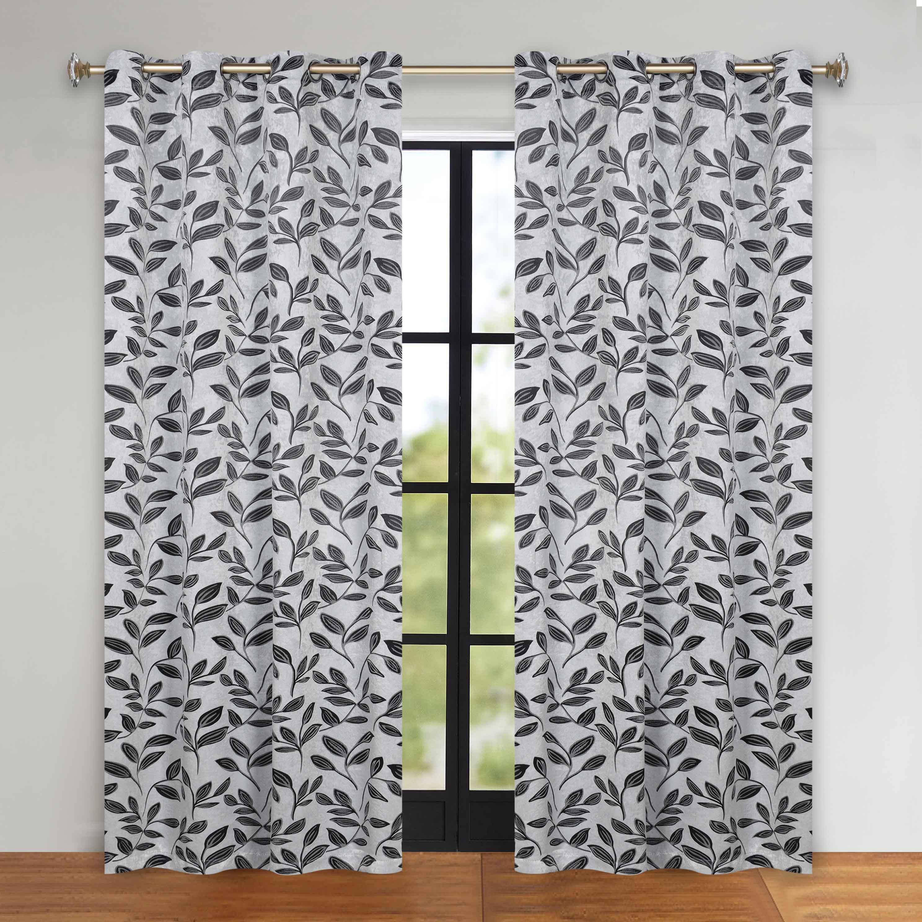 Leaves Grommet Blackout Curtains Set of 2 - Thermal Insulated Room Darkening Drapes for Bedroom & Living Room - Noise Reducing Window Treatment for Home Decor