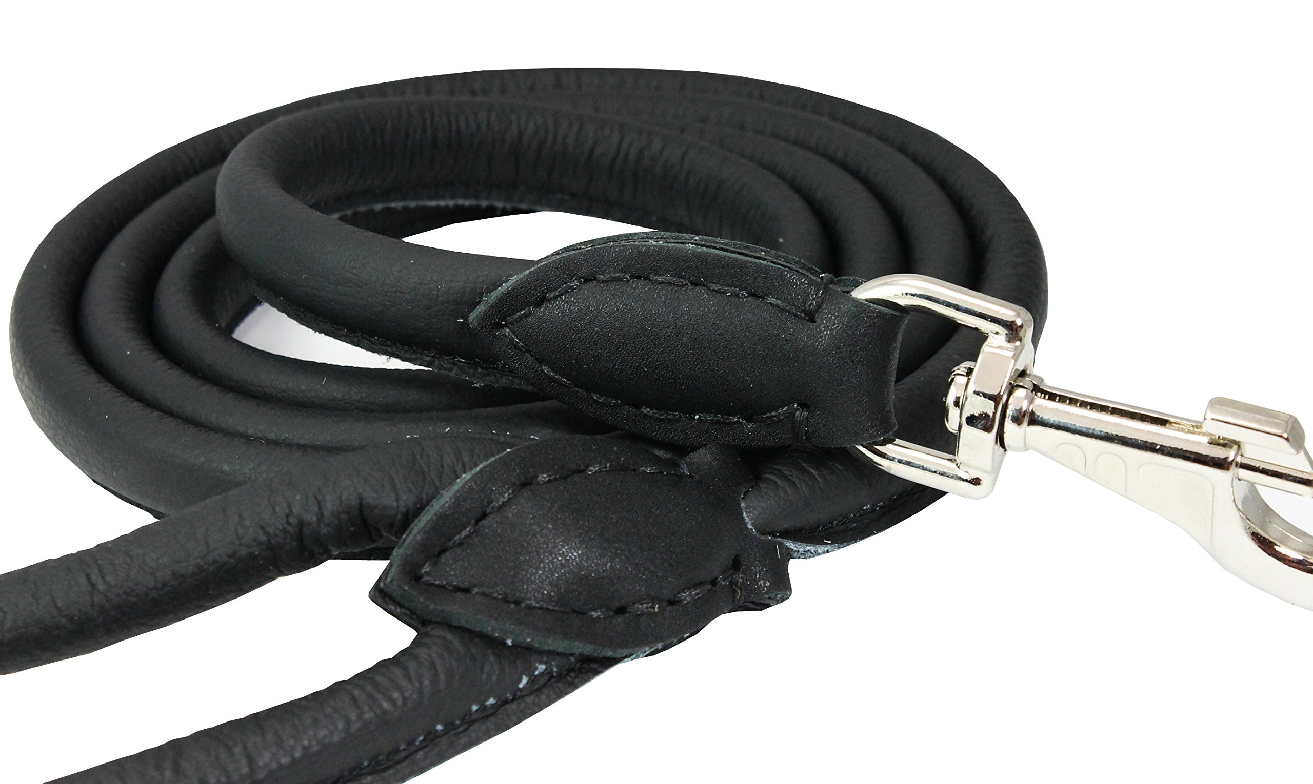 Premium Genuine Rolled Leather Dog Leash for Large Dogs - 1/2