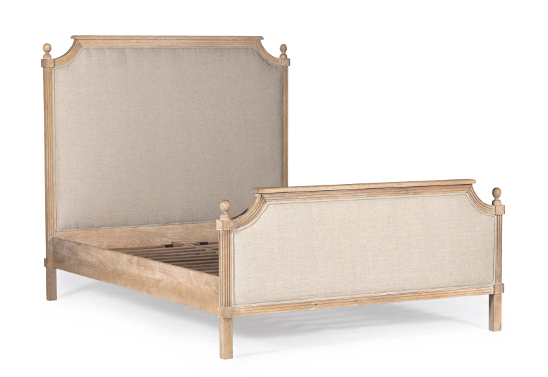 Hand Carved Solid Wood Bed Frame with Headboard - Queen Size, Rustic Farmhouse Style for Bedroom Decor & Cozy Home Ambiance