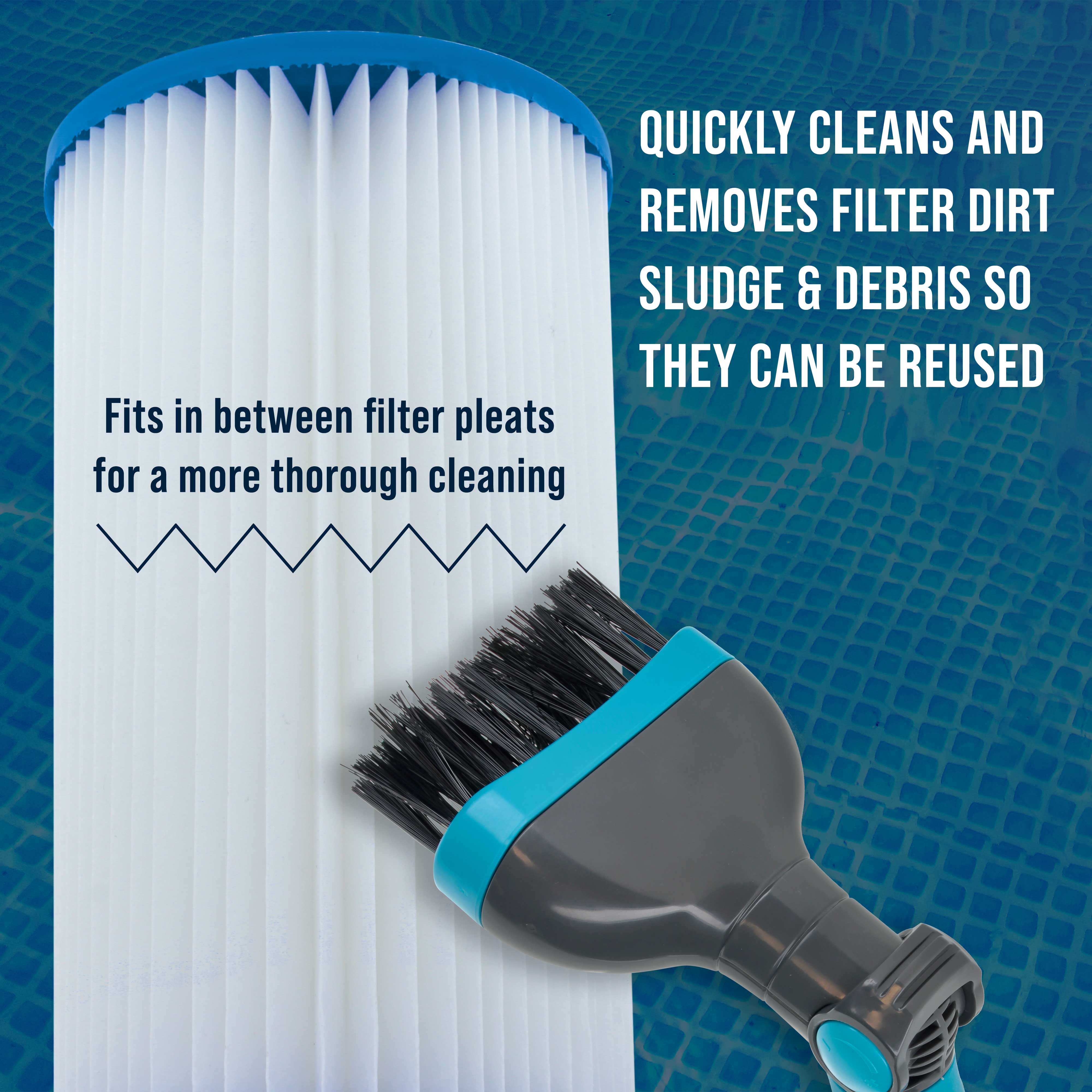 **Durable Pool & Spa Filter Cartridge Cleaner Tool with Scrub Brushes & 8 Powerful Water Jets – Quickly Removes Dirt & Debris – Ideal for In-Ground & Above-Ground Pools**