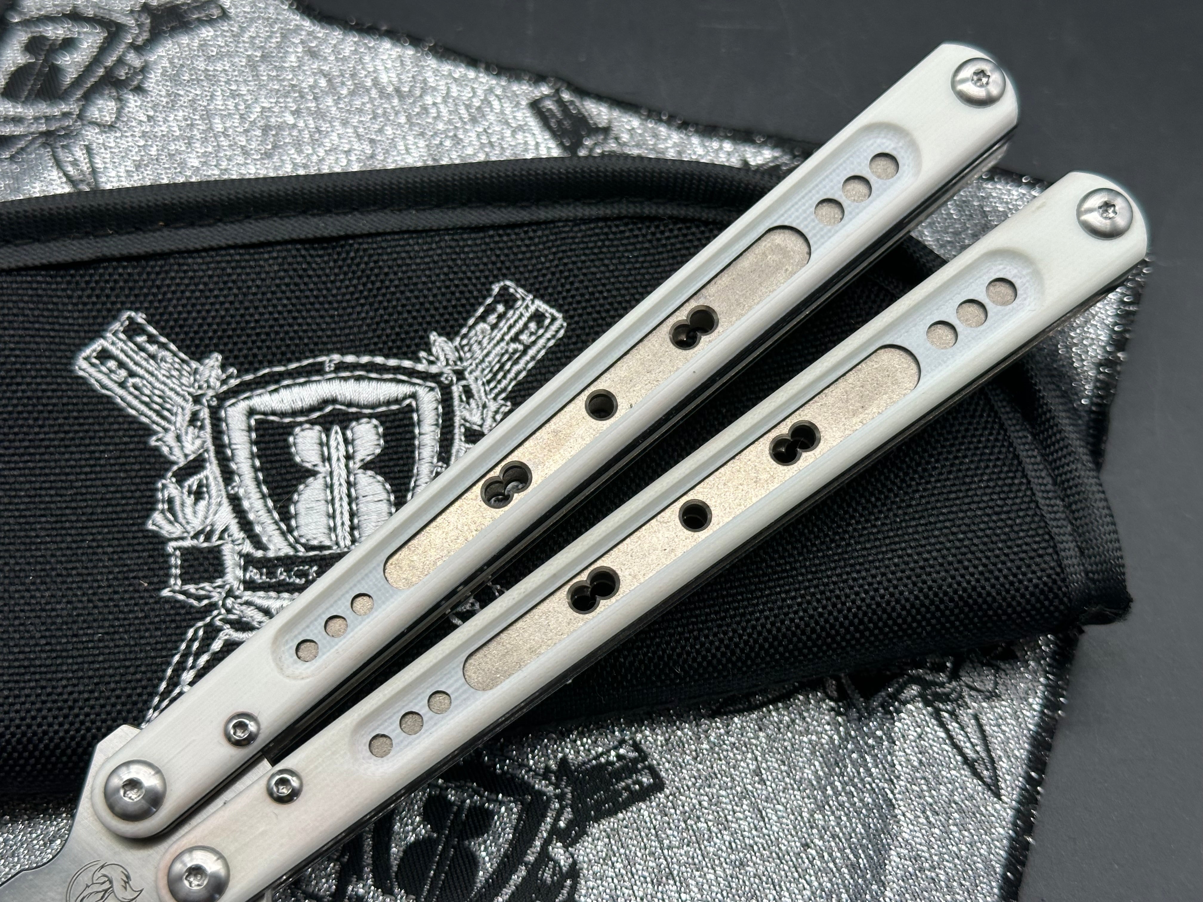 Rebola 1st Edition Black Balisong Butterfly Knife - Limited Serial #02 with White G10 & Titanium Liner - Perfect for Collectors, EDC, and Flipping Tricks