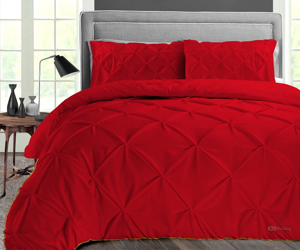 Burgundy Twin Comforter Set - 300 GSM Plush Siliconized Microfiber Fill, Box Stitched Quilted Design with Premium Piping & Matching Pillowcases | Ultra Soft Microfiber Shell for Bedroom, Guest Room & Dorm Comfort