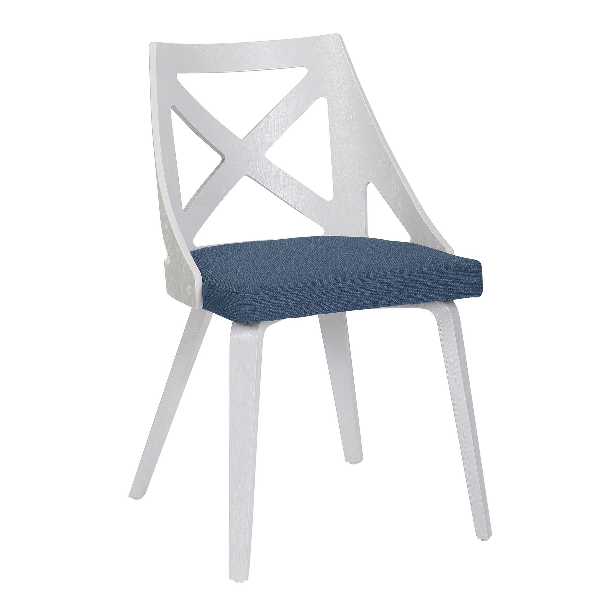 LumiSource Charlotte Farmhouse Chair Set of 2 - White Textured Wood & Light Grey Fabric - Perfect for Dining Room, Kitchen Nook or Farmhouse Decor