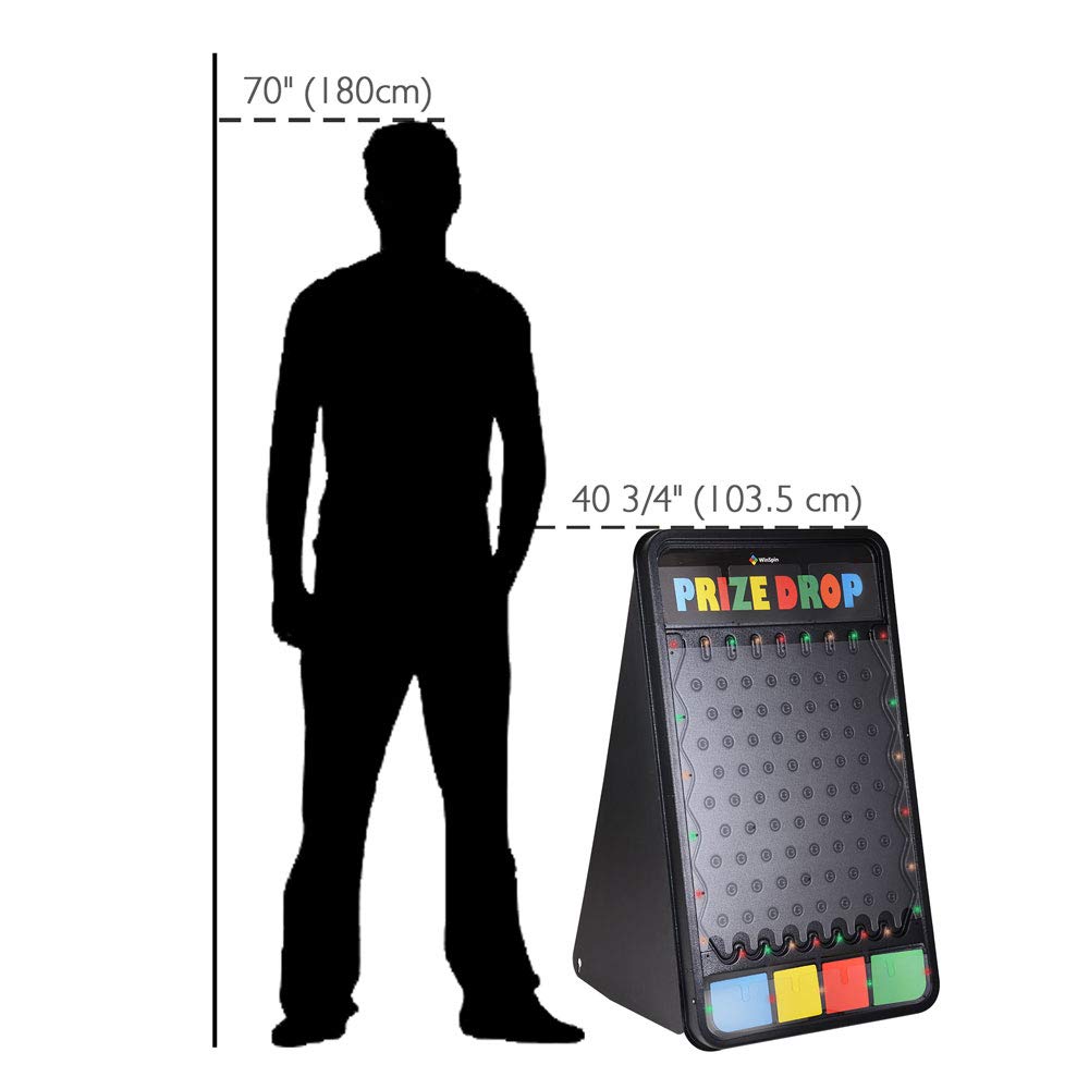 WinSpin 41x25 Inch Foldable Prize Drop Board Game with 12 Playing Pucks & Multi-Color LED Lights - Perfect for Carnival, Tradeshow, Birthday Parties and Family Game Nights
