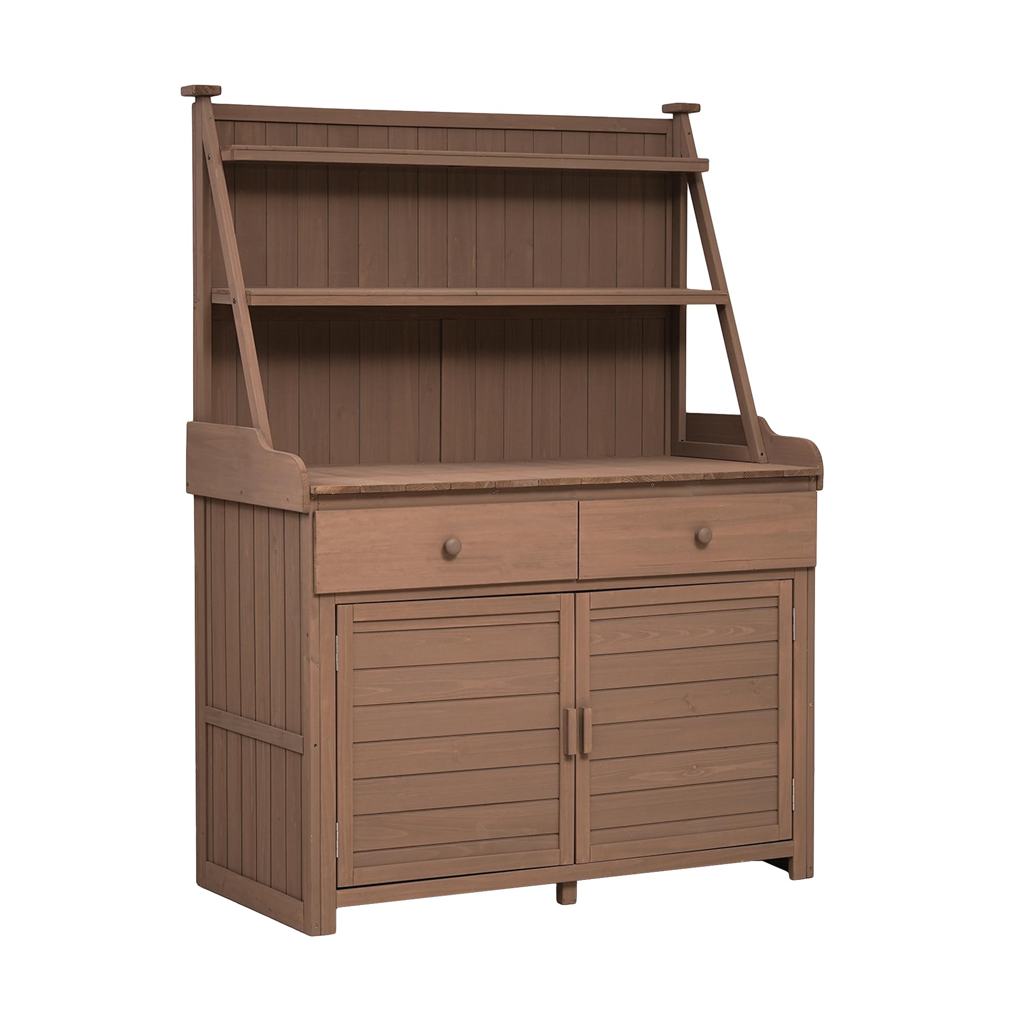 65 Inch Fir Wood Garden Potting Bench with Storage Shelf, Drawer & Cabinet - Heavy Duty Outdoor Workstation for Planting, Gardening & DIY Projects - Perfect for Backyard, Greenhouse & Patio Use