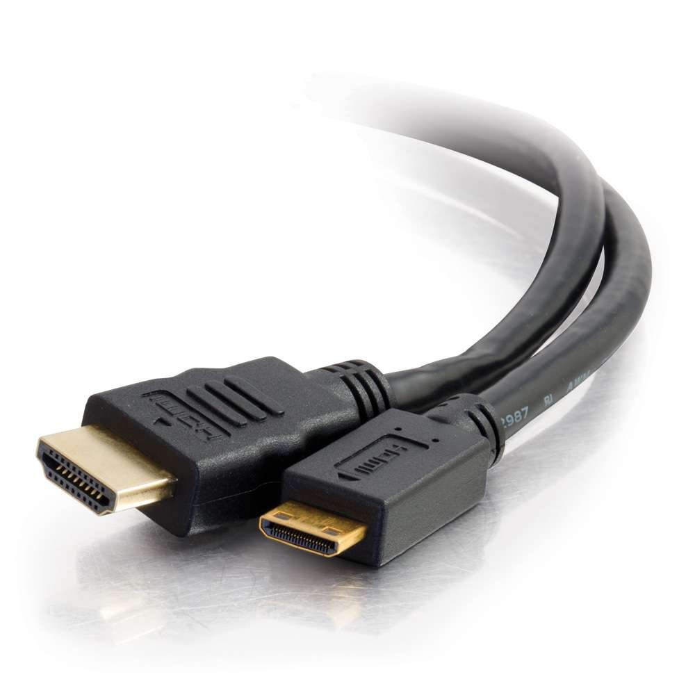 C2G Legrand Mini HDMI to HDMI Ethernet Cable 6ft - 4K Ultra HD High Speed HDMI Cable with Ethernet, Black, 60Hz Refresh Rate - Perfect for Home Theater, Gaming, and 4K TV Connections (1 Count, Model 50619)