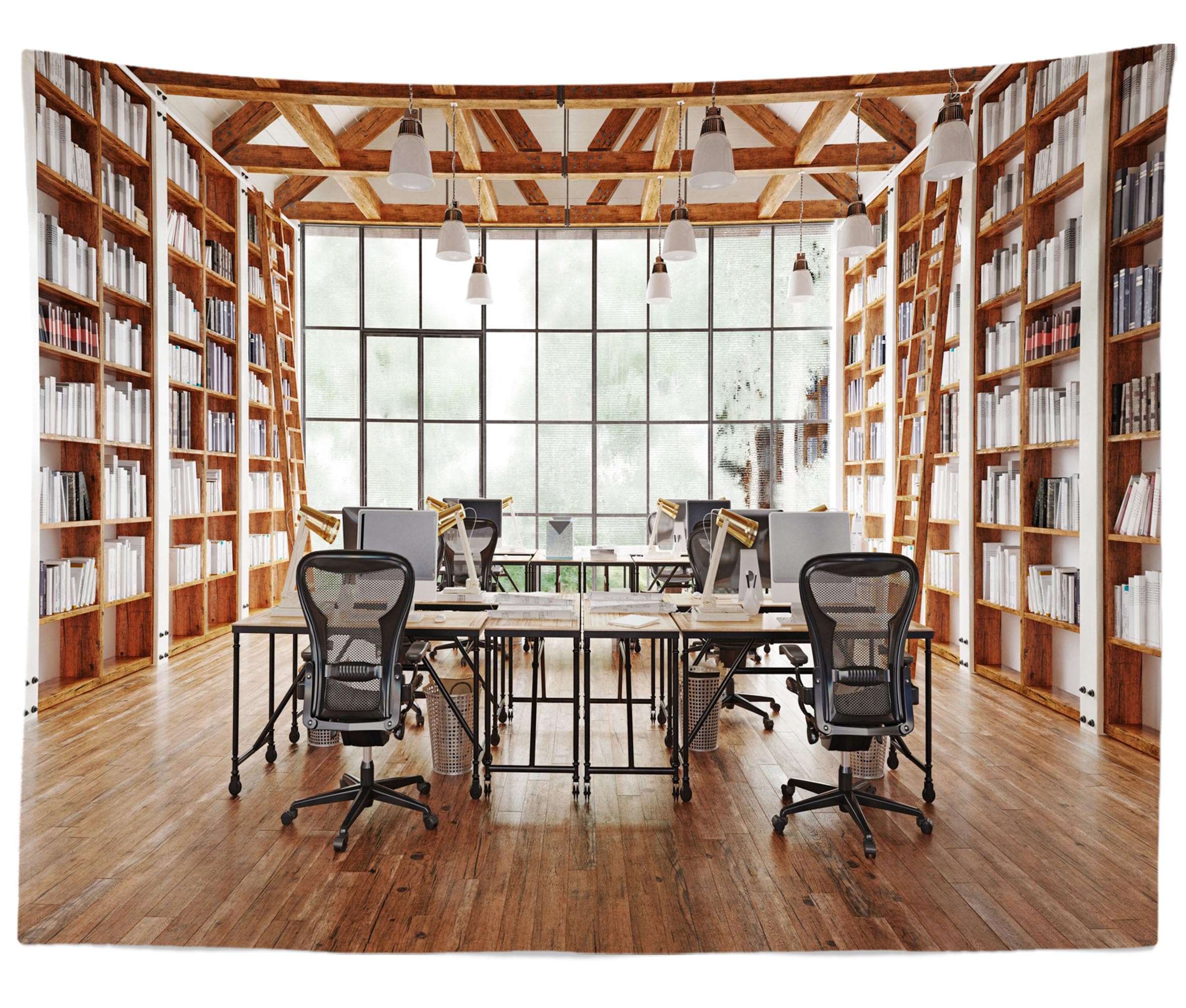 5x3ft Fabric Bookshelf Backdrop - Professional Office Zoom Meeting & Video Conferencing Background for Business, Adults - Ideal for Video Recording, Photography, Photo Shoot Decorations & Online Meetings
