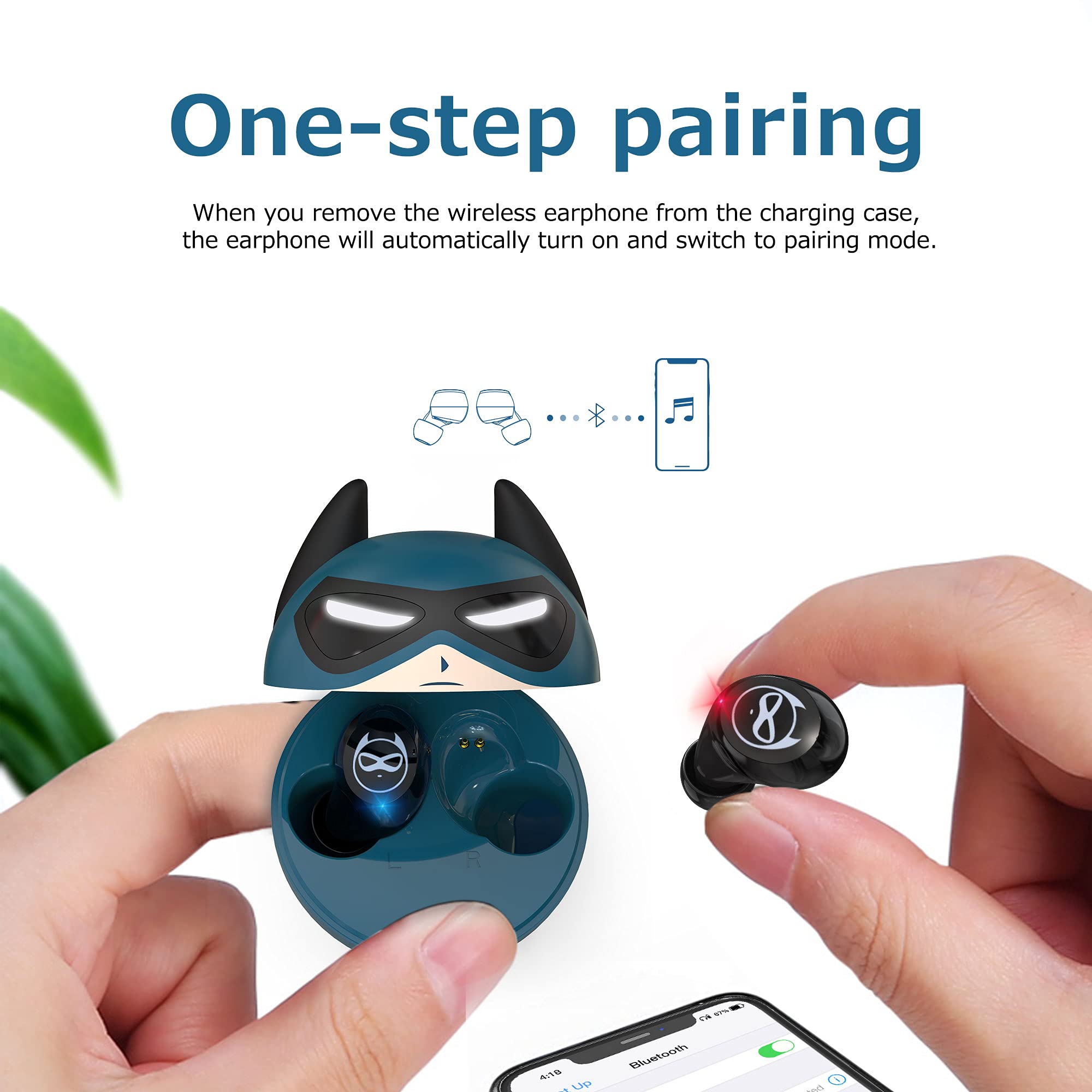 **Wireless Earbuds Bluetooth 5.1 - True Wireless Stereo Headphones with Dual Mic, Sweat-Proof & Noise Cancelling, Blue Captain Design Charging Case - Perfect for Running, Gym, Workouts & Travel**