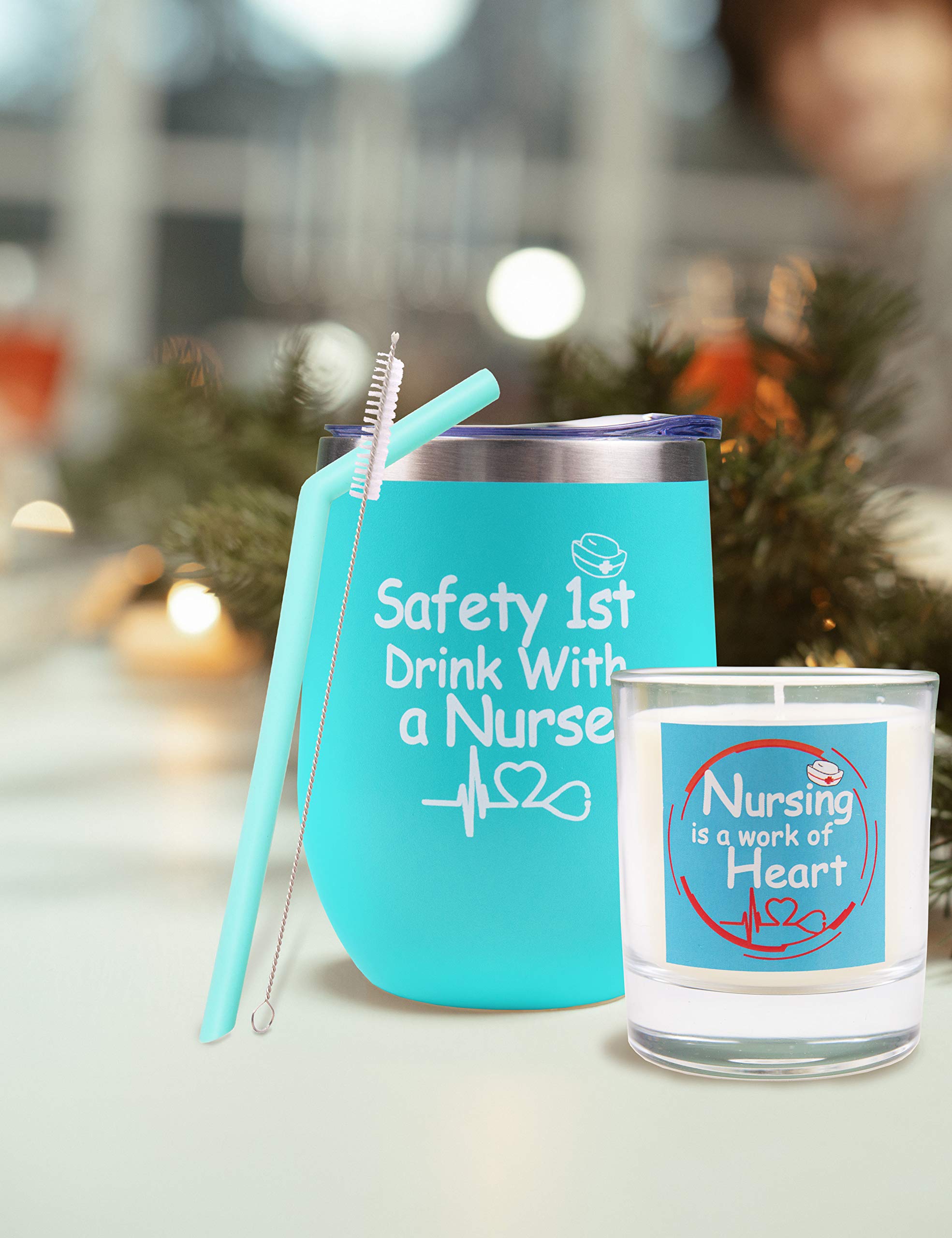 Best Nurse Gifts for Women - Insulated Tumbler & Coffee Mug - Perfect for Graduation, Christmas & Appreciation - Safety First Drink With a Nurse - Ideal for Hospital Shifts, Night Duty & Nursing Students