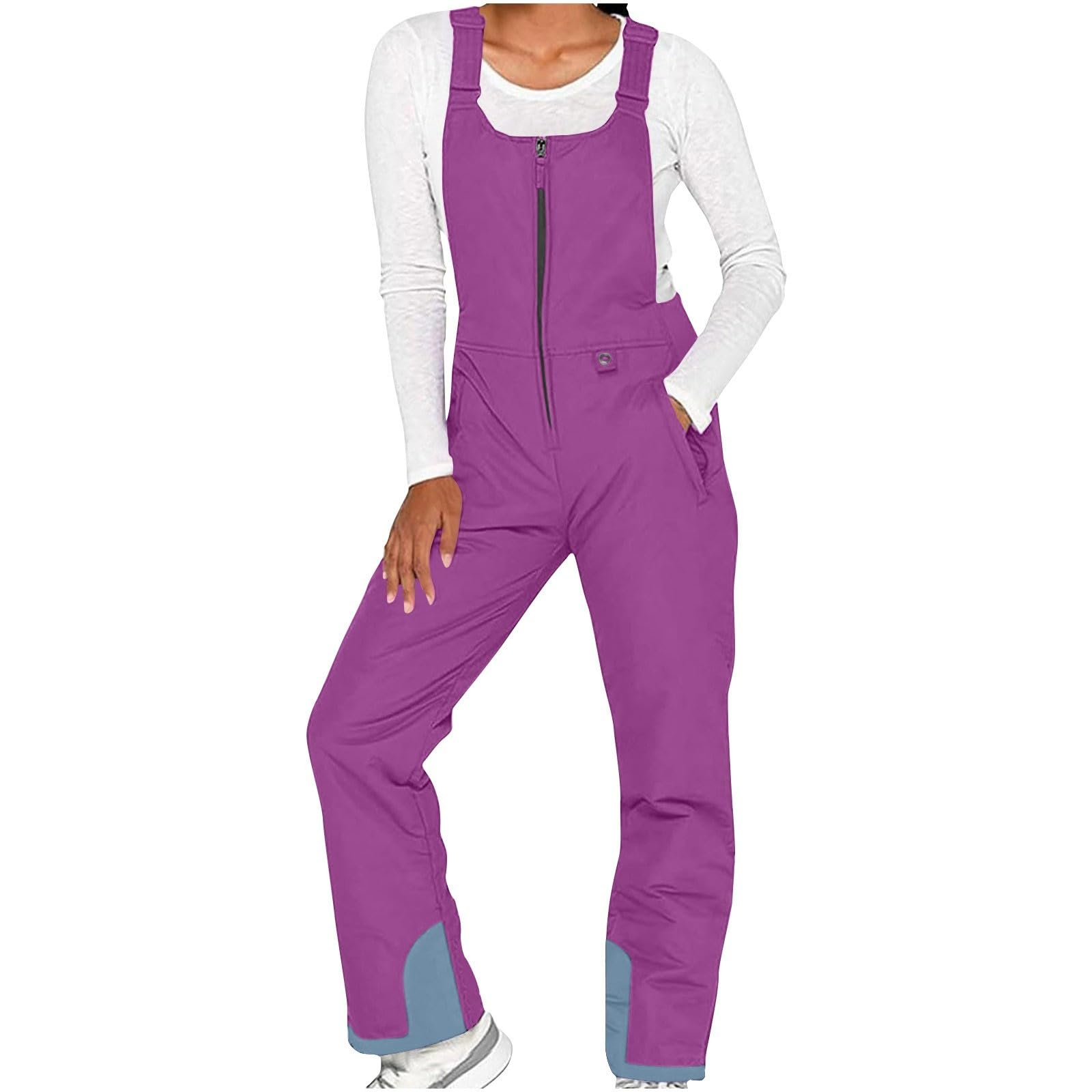 YRAETENM Women's Insulated Waterproof Snow Bibs - Winter Ski & Snowboard Pants with Adjustable Fit, Windproof Overalls for Outdoor Activities | Perfect for Skiing, Snowboarding & Cold Weather Adventures