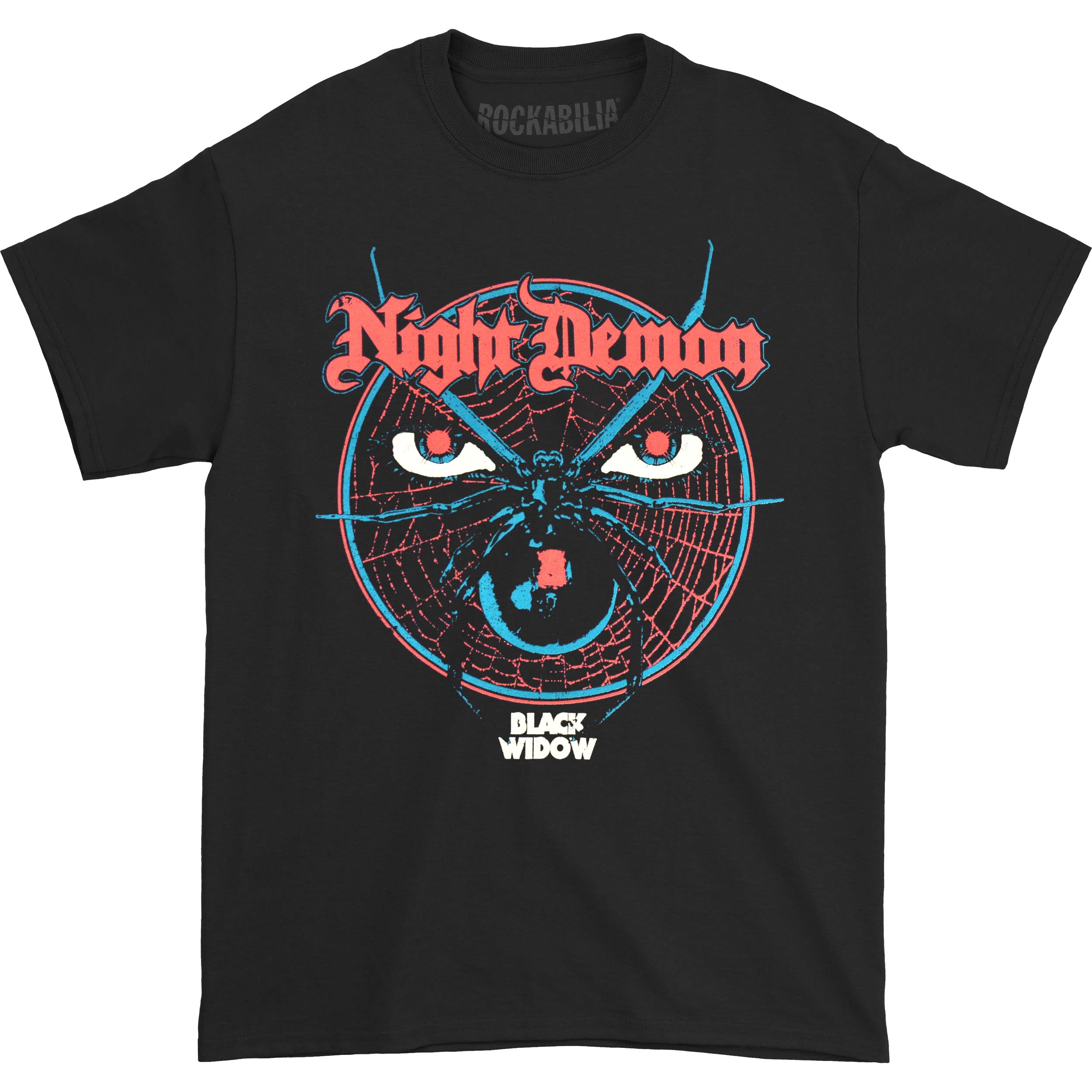Night Demon Men's Fright Night Graphic T-Shirt - Black Horror Tee for Halloween, Concerts & Metal Fans