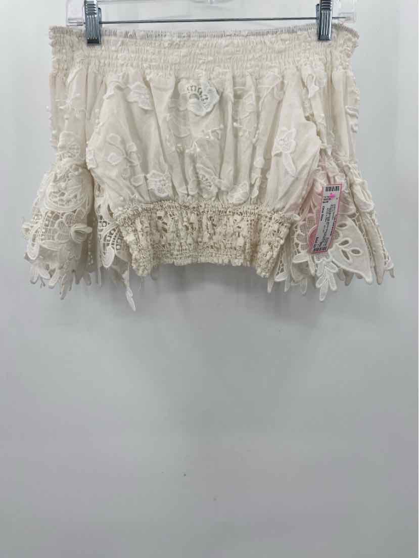 Vintage Antica Sartoria White Lace Cropped Blouse - Size One Size | Elegant Feminine Top for Weddings, Date Nights & Special Occasions