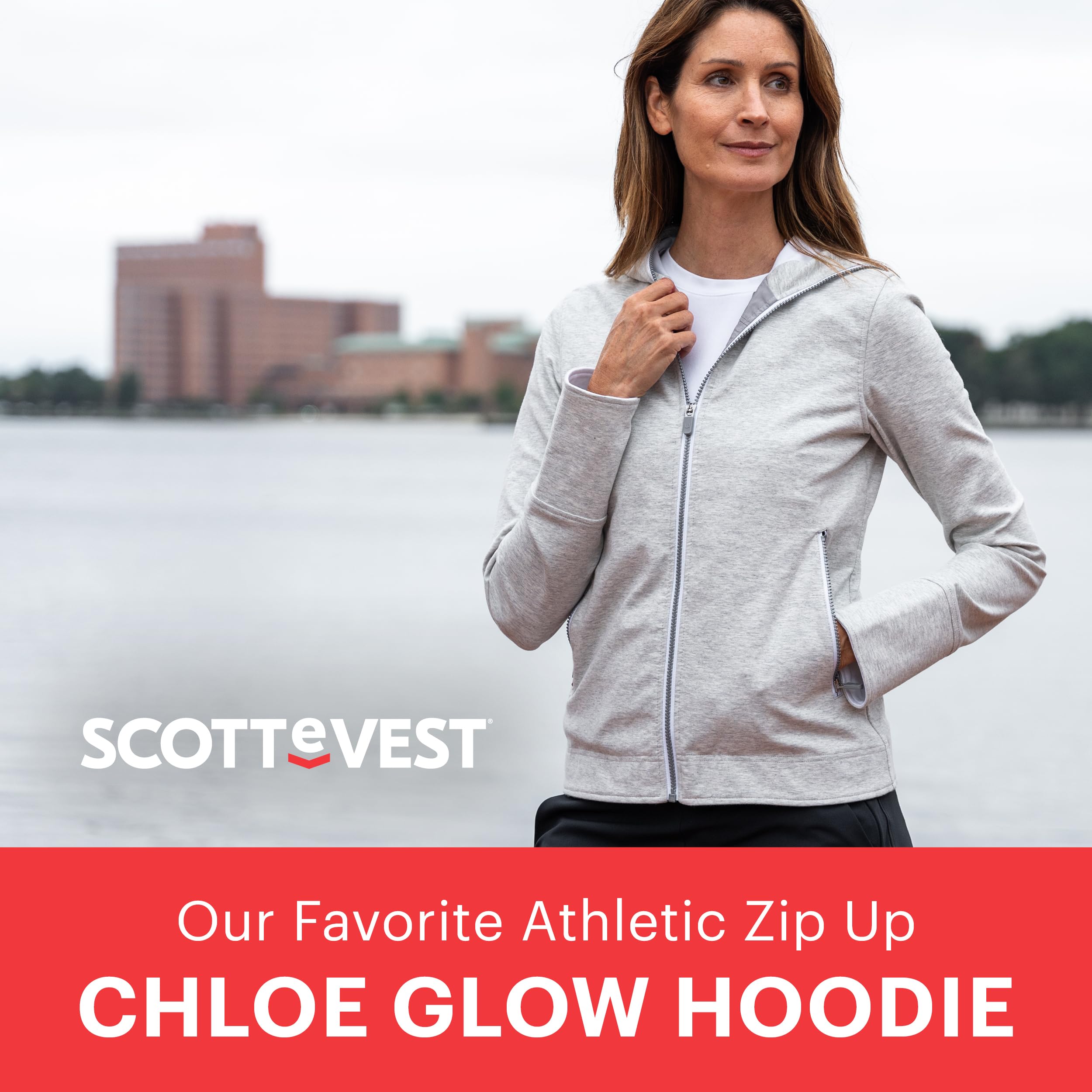 SCOTTeVEST Women's Glow Hoodie with 18 Hidden Pockets - Lightweight Zippered Sweatshirt for Travel, Hiking & Everyday Wear