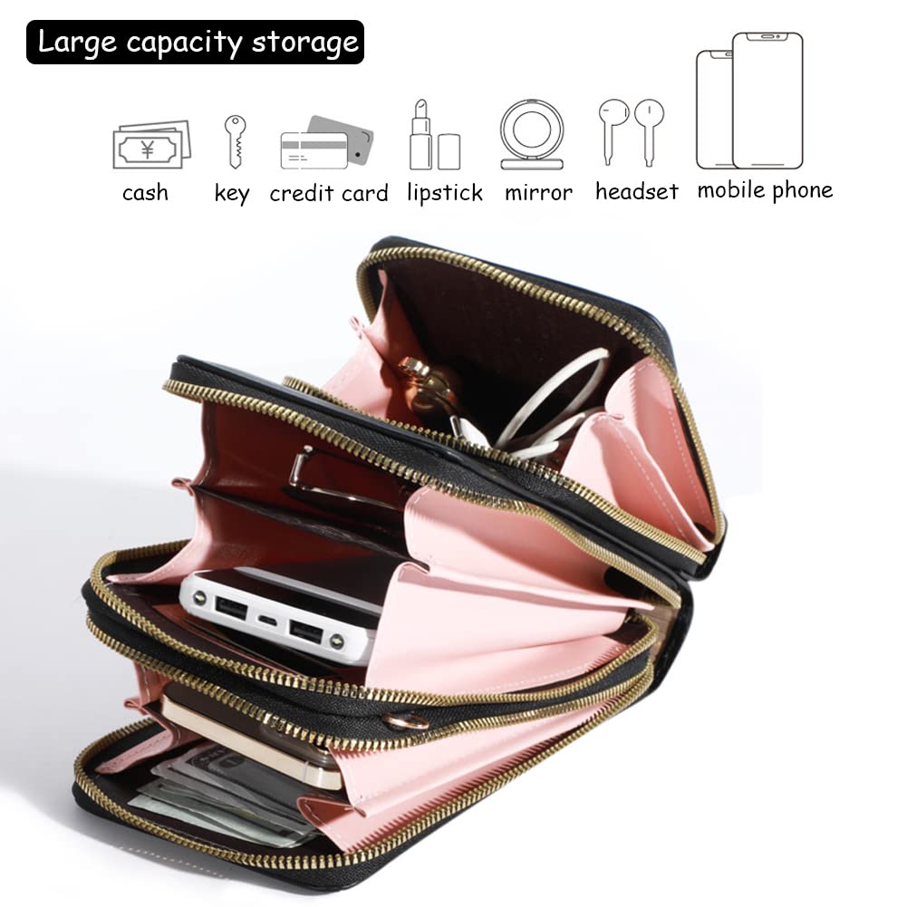Stylish Leather Crossbody Phone Purse for Women - Multi-Pocket Wallet Bag with Credit Card Slots | Perfect for Travel, Shopping & Everyday Use