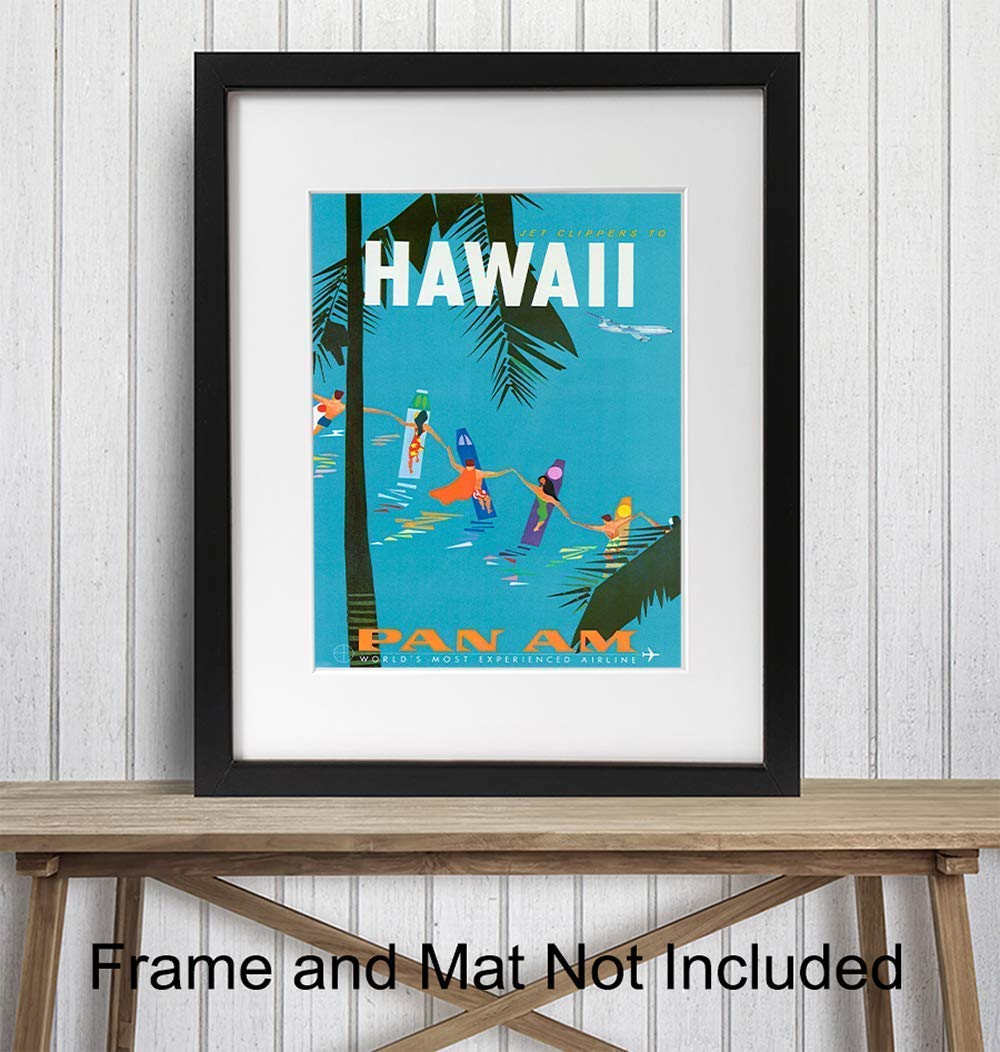 Hawaii Travel Poster Wall Art Print - Tropical Hawaiian Home Decor for Beach House, Bedroom, Bathroom & Living Room - Perfect Gift Idea - 8x10 Unframed Photo - Ideal for Vacation Vibes, Coastal Decor & Tropical Theme Rooms