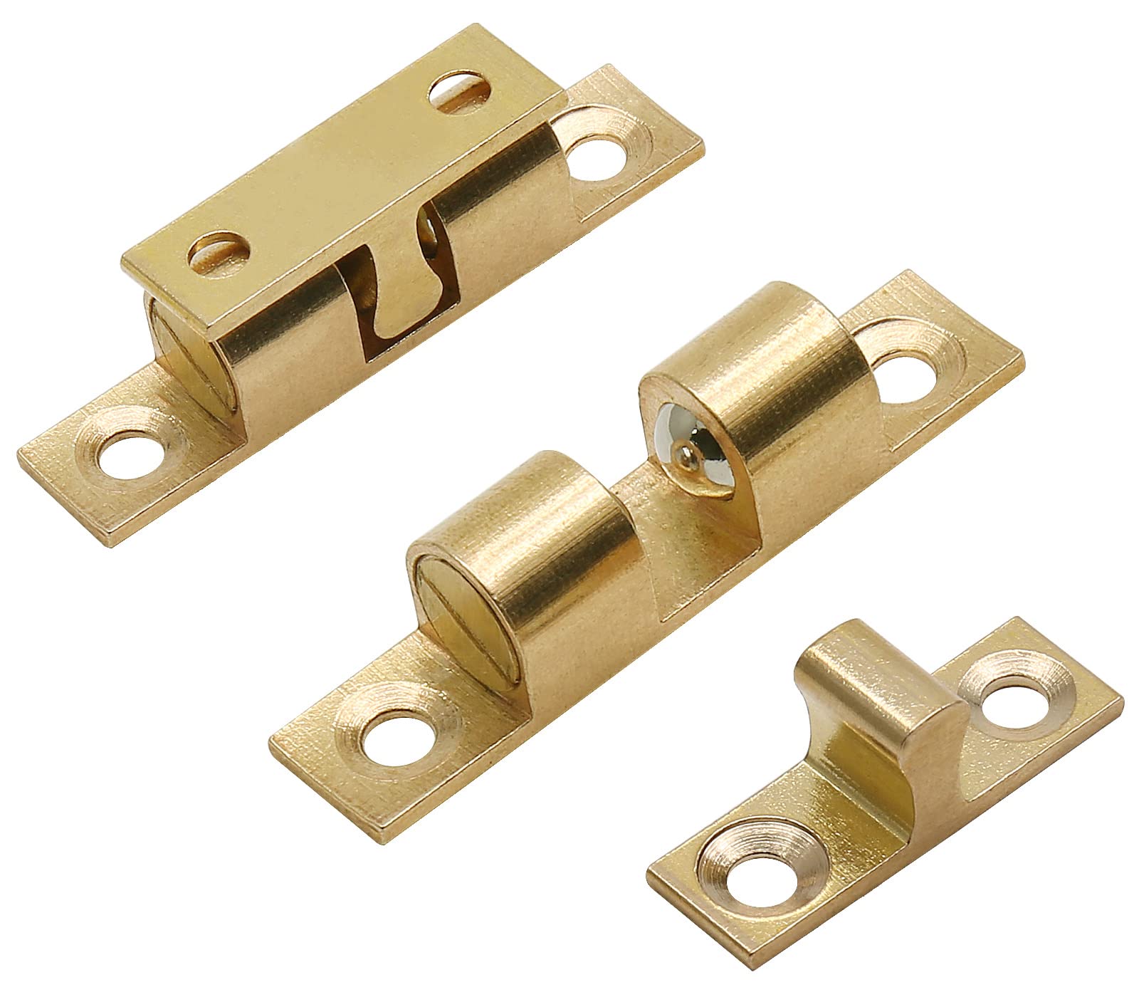 2PCS Adjustable 50mm Double Ball Catch Tension Latch - Gold Cabinet & Closet Door Hardware for RV, Drawer, Wardrobe - Secure Closing Solution for Home & Office Organization