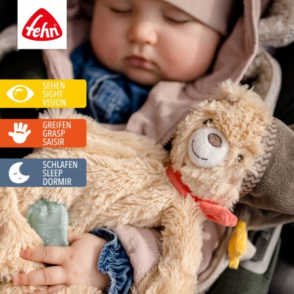 Fehn Sensory Bear Comforter - Soft Plush Stuffed Animal Toy for Kids & Toddlers | Cute Hugging Pillow for Anxiety Relief, Autism Comfort & Bedtime Snuggles | Perfect Nursery Gift & Travel Companion