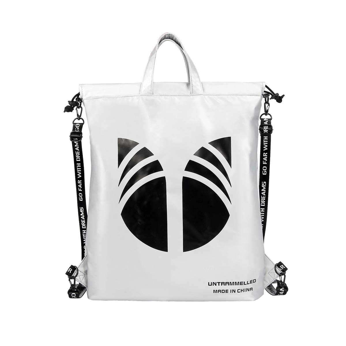 YIPINU Water Resistant Drawstring Backpack - Lightweight Sports Gym Sackpack for Men & Women, Large Capacity String Bag for Running, Travel, Beach - White