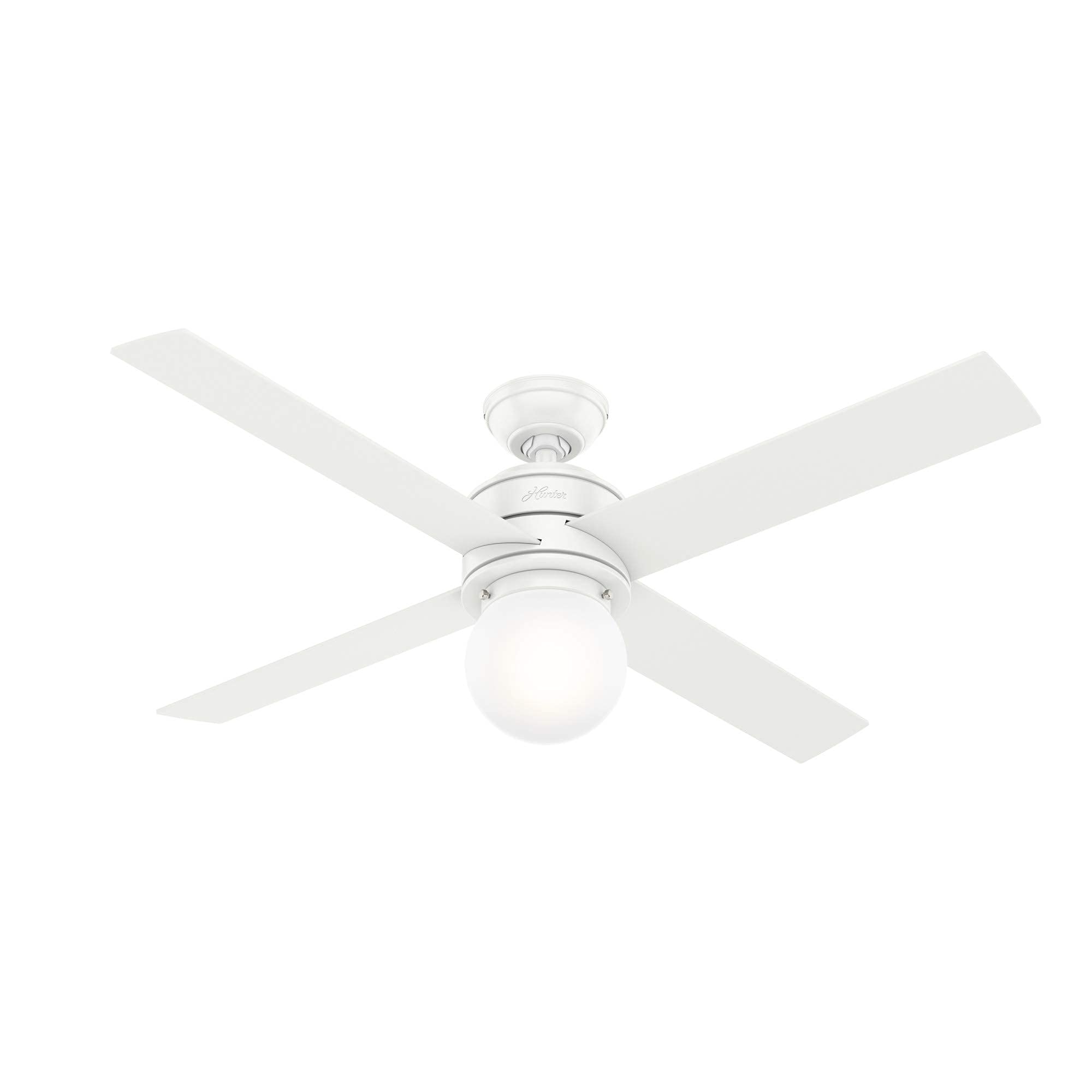 Hunter Fan 52 Inch Matte White Indoor Ceiling Fan with Light Kit - Energy Efficient Quiet Motor, 3 Speed Settings - Perfect for Living Room, Bedroom & Office (Renewed)