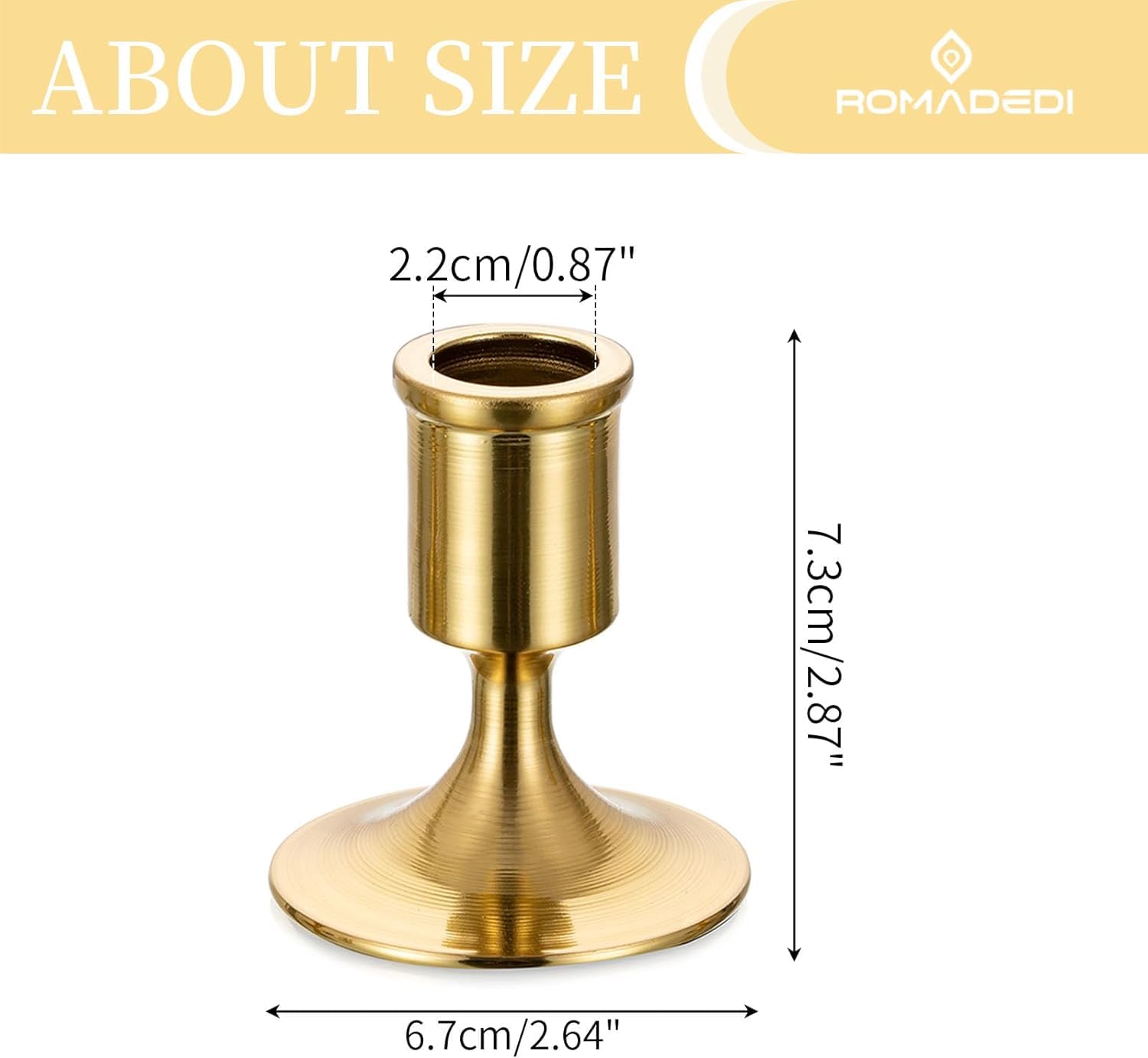 Romadedi 12-Piece Gold Brass Candlestick Holders for Taper Candles - Elegant Table Centerpiece for Weddings, Christmas Mantel Decor, Home Decoration & Holiday Celebrations