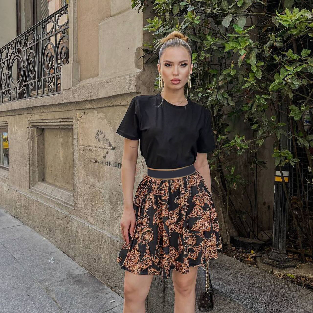 Women's Casual Short Sleeve T-Shirt & Floral Print Skirt Set - Summer Outfit for Beach, Vacation and Daily Wear