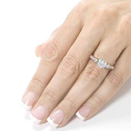 Kobelli 1 Carat Round Cut Diamond Engagement Ring - 1.5 CTW in 14K White Gold | Perfect Proposal & Wedding Jewelry Gift