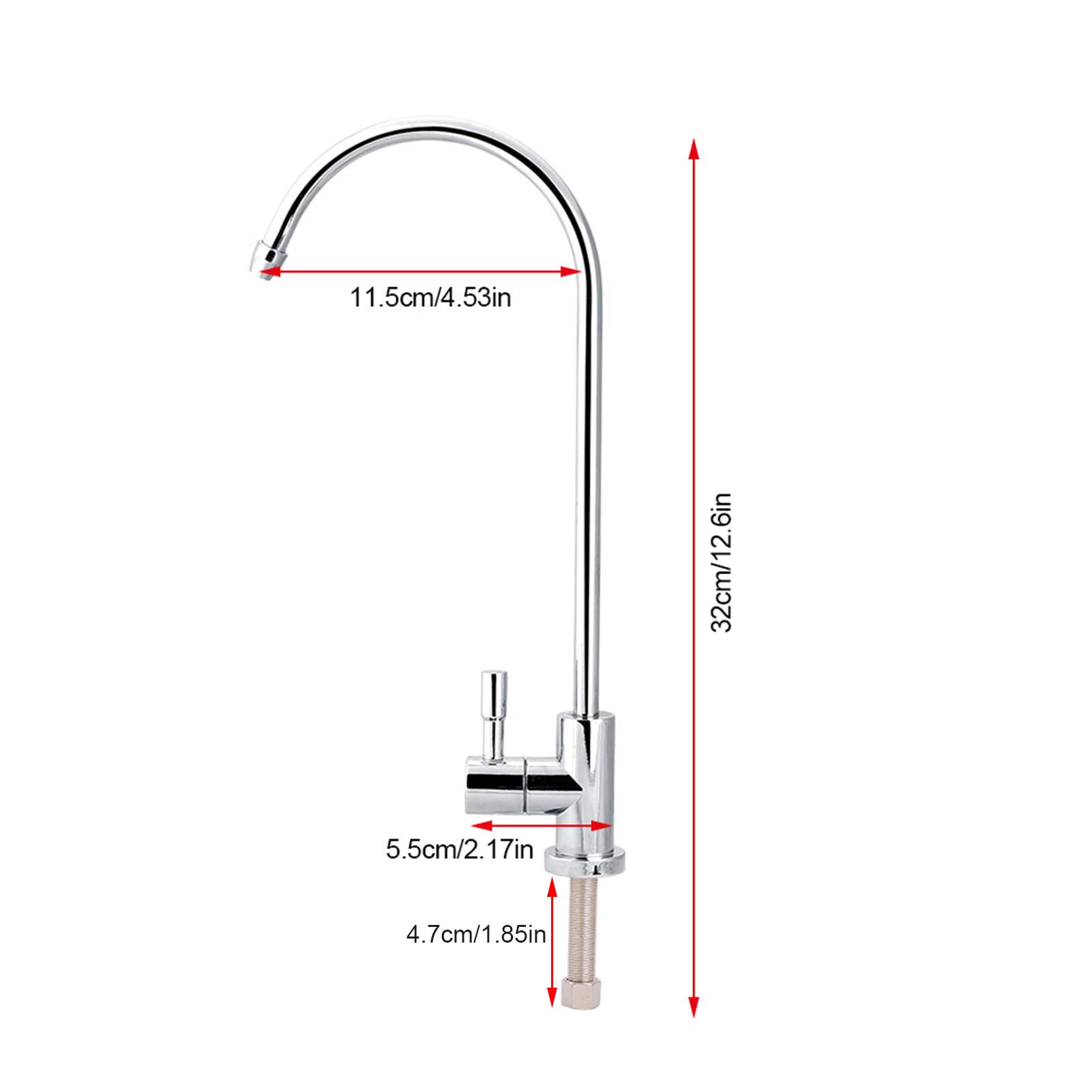 1/4'' Zinc Alloy Kitchen Sink Water Filter Faucet Tap Chrome RO Reverse Osmosis Drinking Water Filter for Cooking, Cleaning, and Hydration