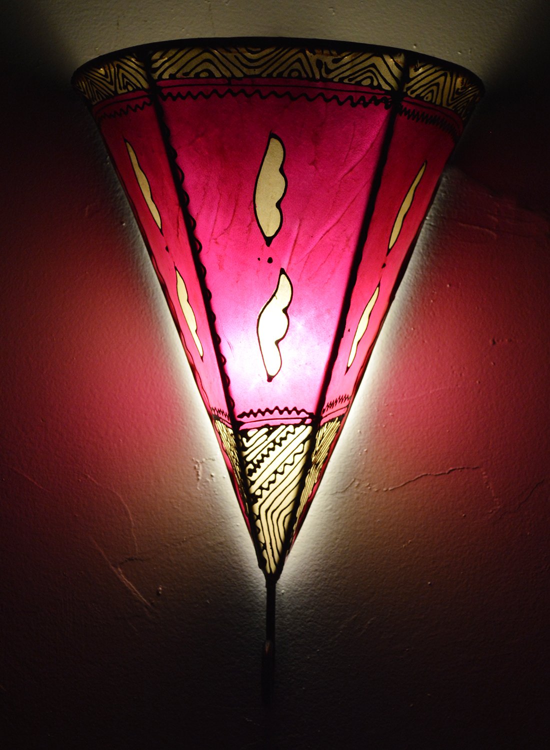 Handmade Moroccan Goat Leather Henna Lamps & Sconces - Authentic Henna Tattoo Inspired Wall Lighting for Bedroom, Living Room Decor