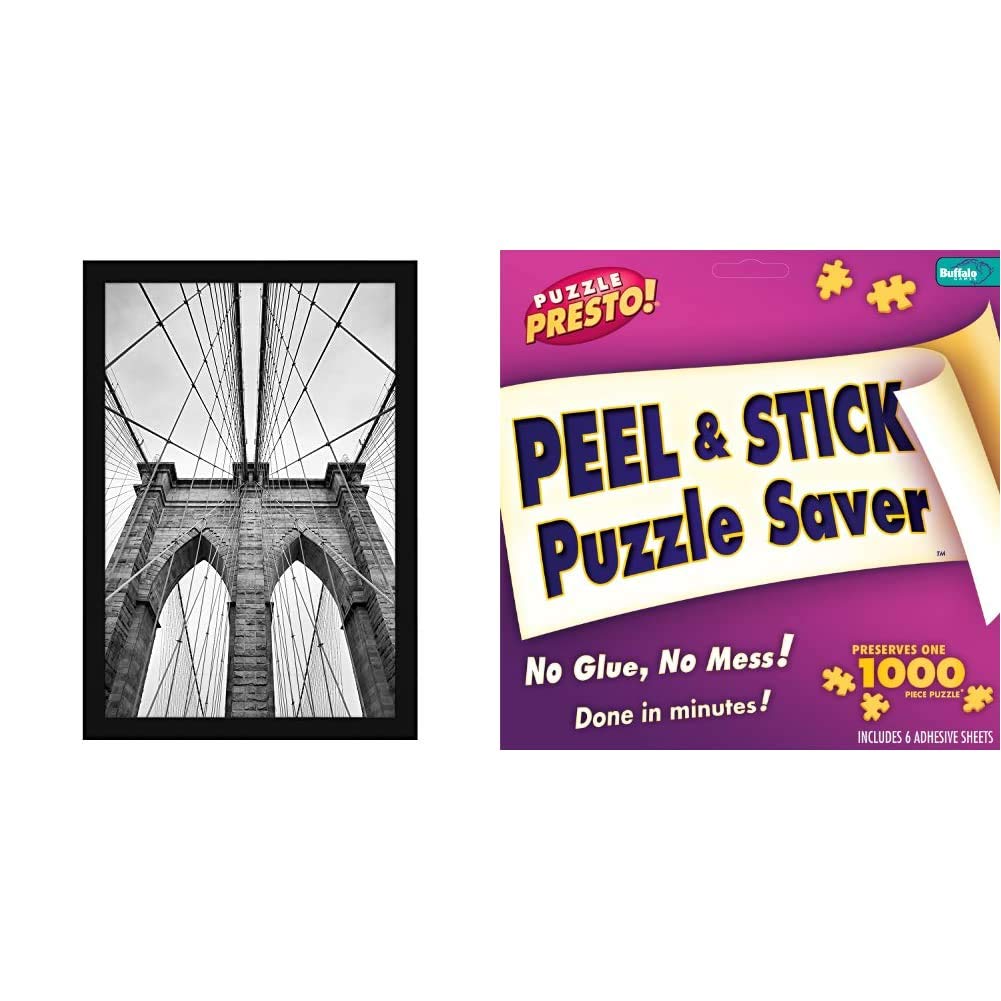 Americanflat 20x30 Poster Frame with Puzzle Presto! Peel & Stick Puzzle Saver - Display and Preserve Art, Photos, and Puzzles for Home & Office Decor