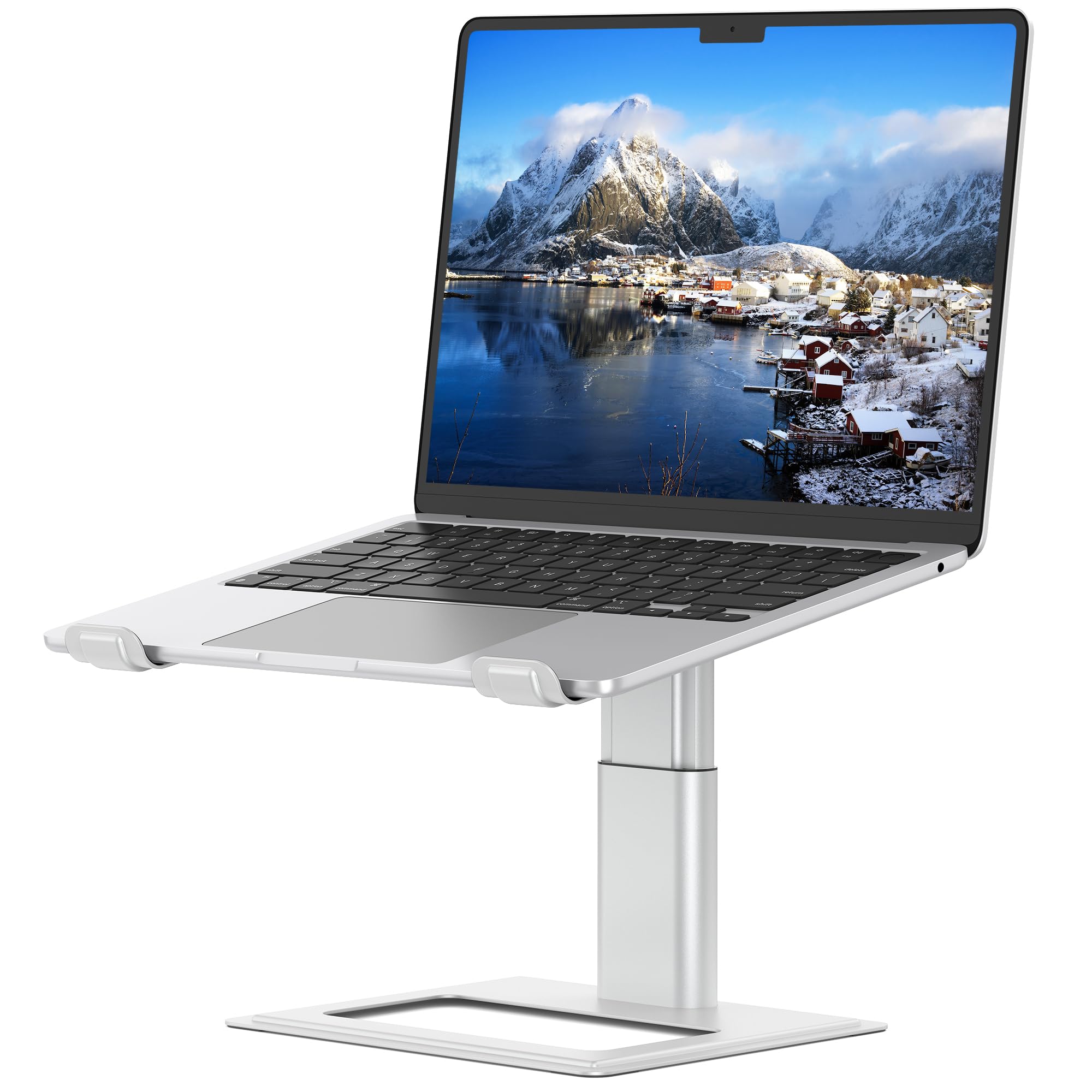 SOUNDANCE Adjustable Laptop Stand for Desk - Ergonomic Aluminum Riser Holder Fits 10-17.3 Inch Laptops (Silver) - Perfect for Home Office, Gaming & Workspace Setup