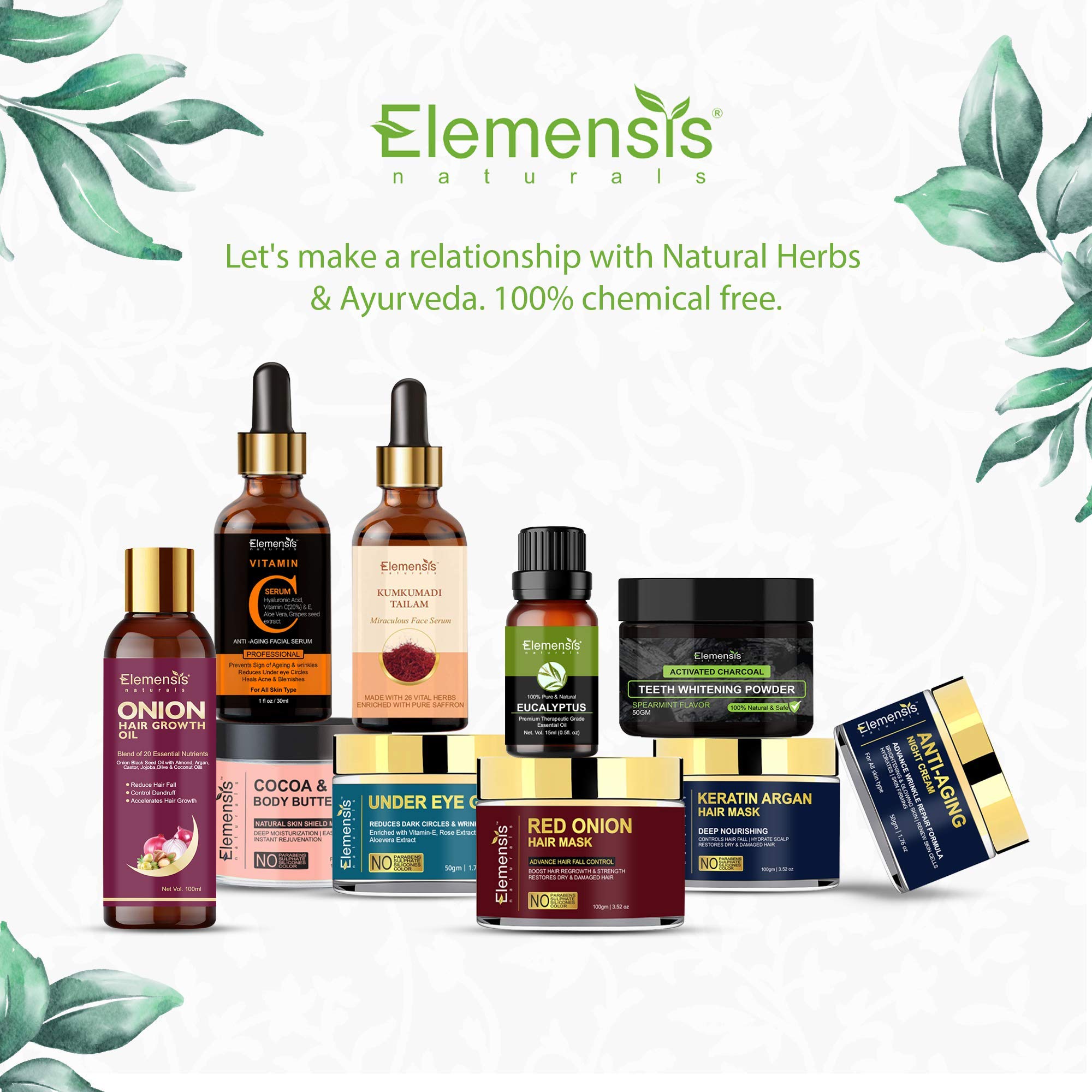 Elemensis Naturals Pure Orange Peel Powder for Skin Brightening - 100g Face Mask for Glowing Skin, Acne Treatment & Pimple Control - Natural Skin Whitening Solution for Daily Skincare Routine
