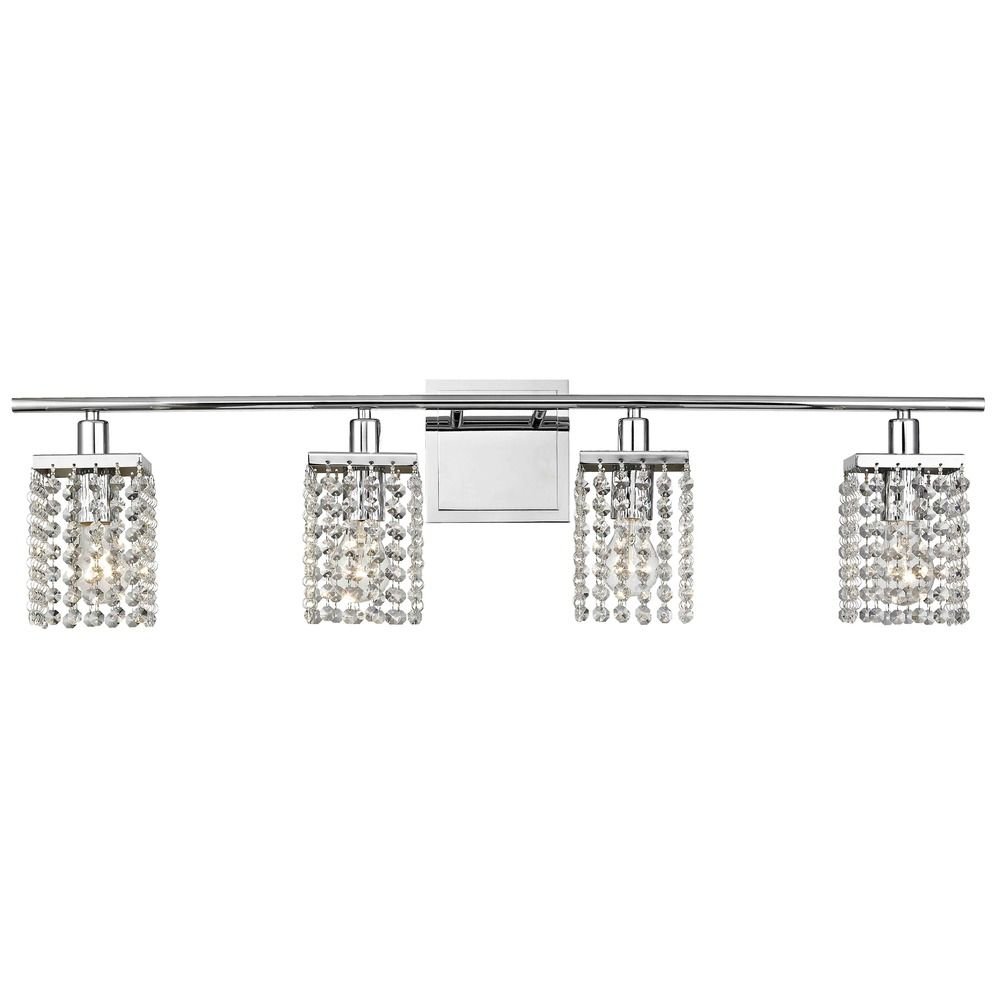 Modern 4-Light Crystal Bathroom Vanity Light Fixture - Elegant LED Lighting for Bathroom Mirror, Makeup Area & Dressing Room - Waterproof & Energy Efficient