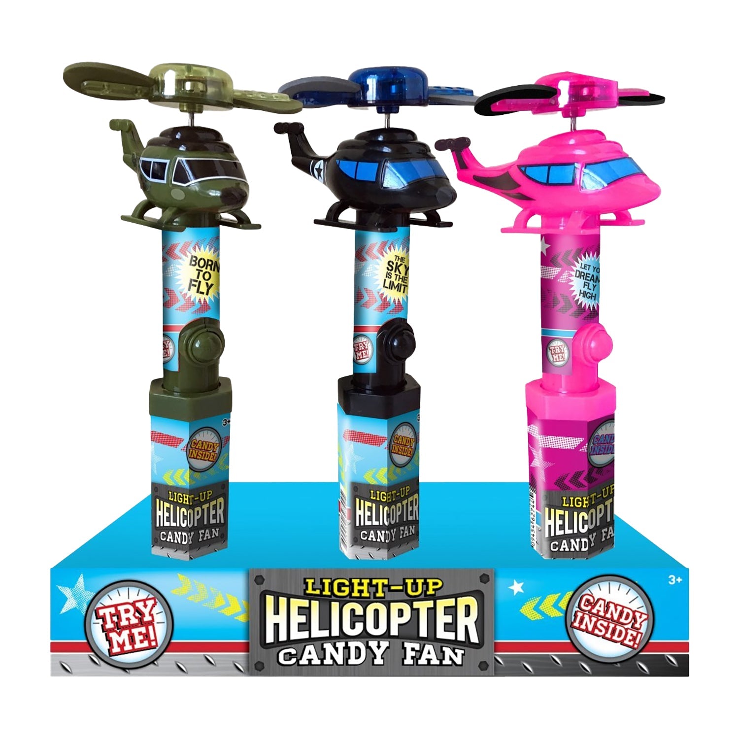 CandyRific Light Up Helicopter Fan - 12 Pack | Fun LED Spinning Toy for Kids, Party Favors, Summer Outdoor Activities & Birthday Gifts