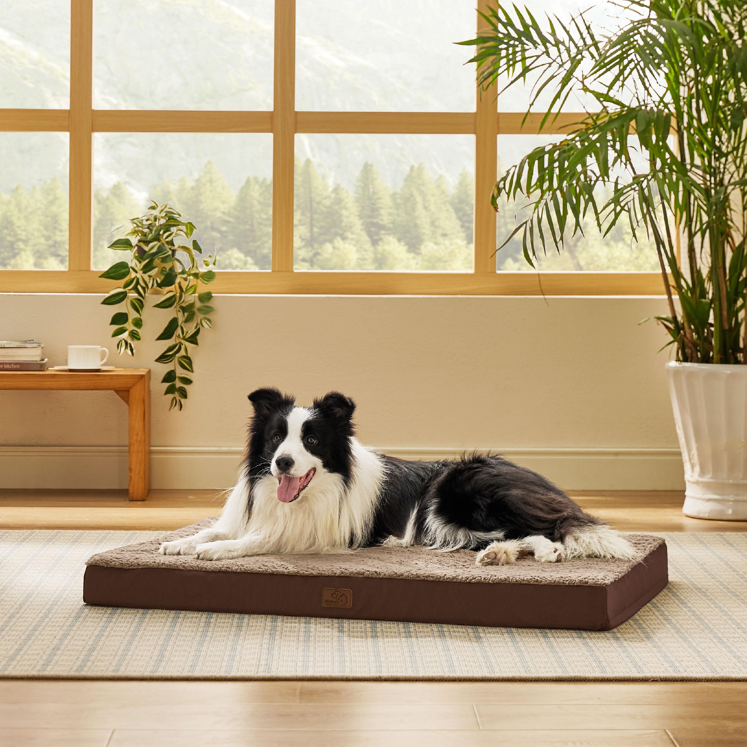 Bedsure Orthopedic Dog Bed for Large Dogs - Waterproof Pet Bed with Removable Washable Cover, Egg Crate Foam Mattress for Dogs Up to 65 lbs - Perfect for Crate Training, Kennel Use & Home Comfort