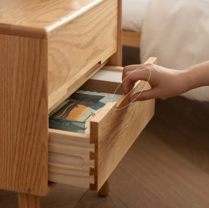 Solid Oak Wood Nightstand - Sturdy Bedside Table for Bedroom, Living Room, or Office - Perfect for Storage and Decor
