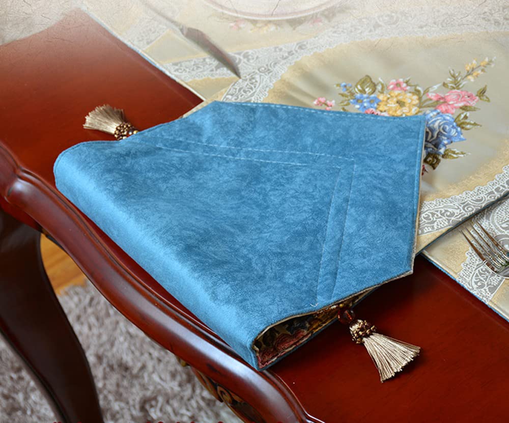 Luxury Damask Table Runner 12x87 Inch - Elegant Jacquard Dining Table Cloth with Handmade Multi-Tassels for Wedding, Banquet, Party & Home Decor - Perfect for Dining Room, Dresser, Buffet Table & Special Occasions