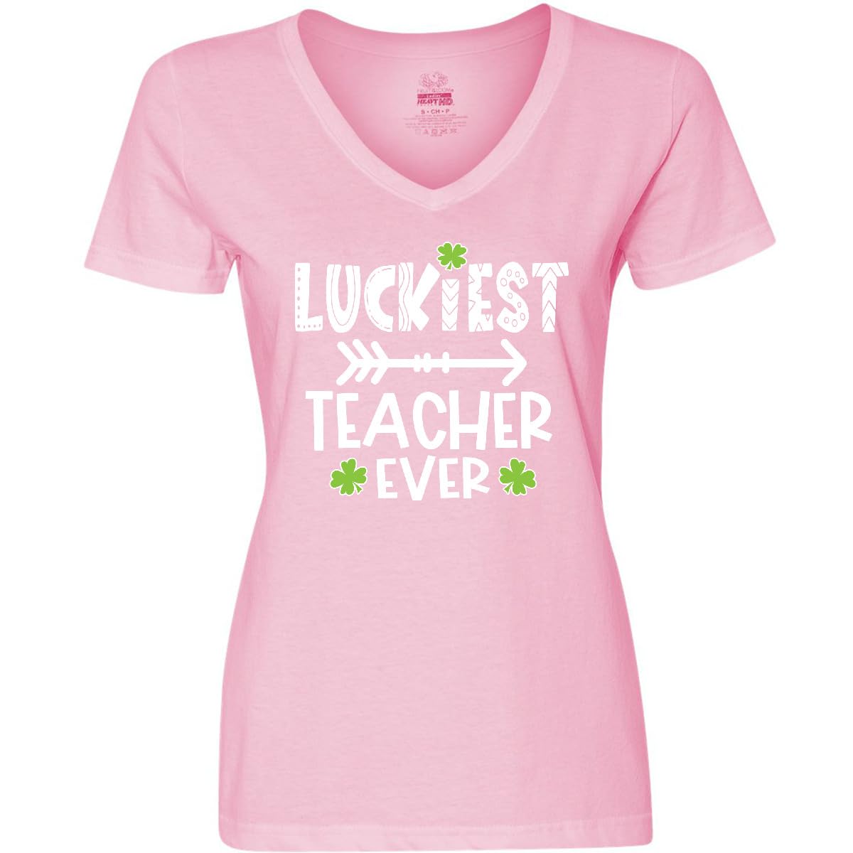 Stylish Women's V-Neck T-Shirt - Inktastic St. Patrick's Day Luckiest Teacher Ever Design | Perfect for St. Patrick's Day Celebrations, Teacher Appreciation Gifts & Casual Wear
