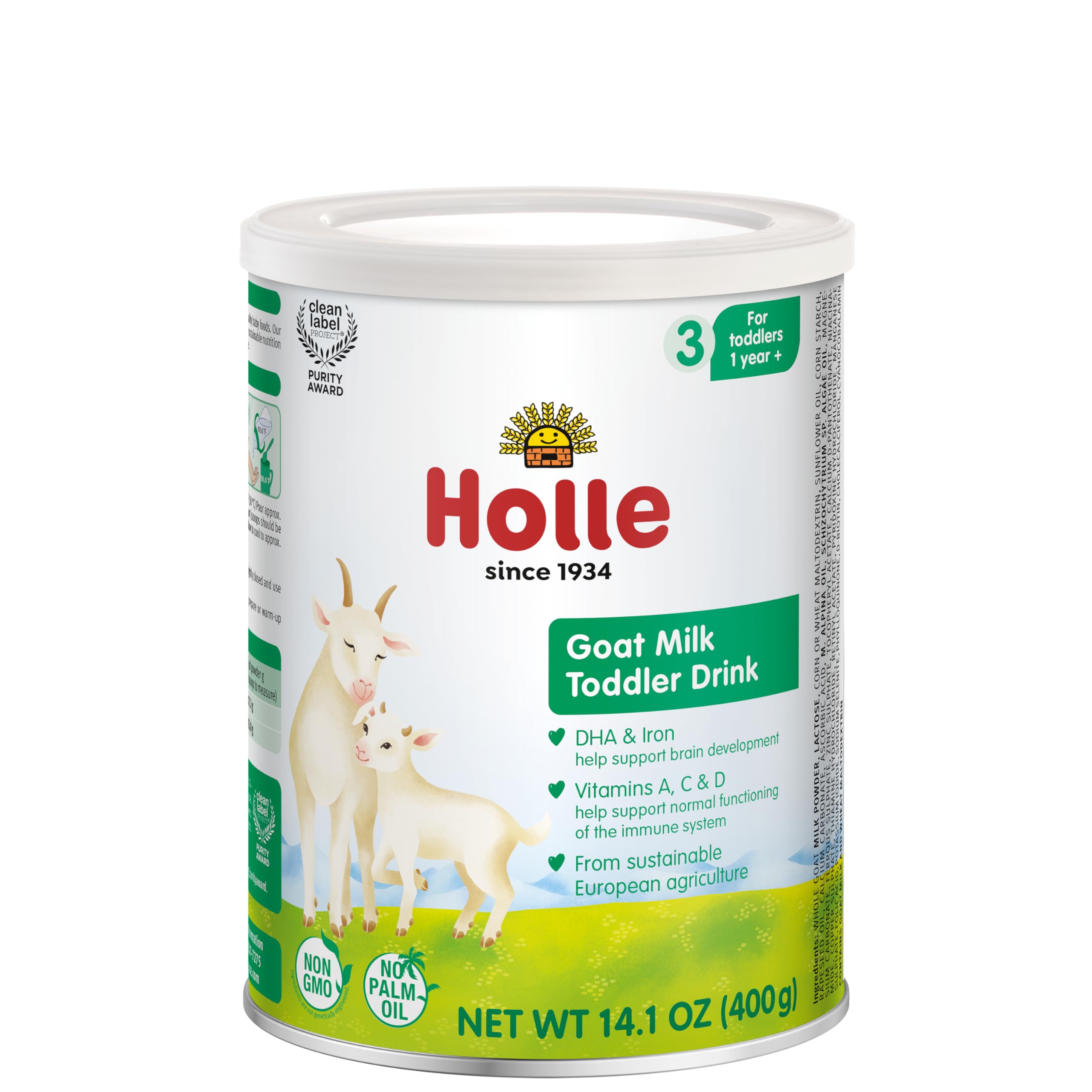 Organic Holle Goat Milk Powder Stage 3 - Premium Toddler Nutritional Drink for Brain Development - Non-GMO, Soy-Free & Easy to Digest Formula - Safe for Kids 1-3 Years (6 Pack) - Perfect for Daycare, Travel & Healthy Snack Time