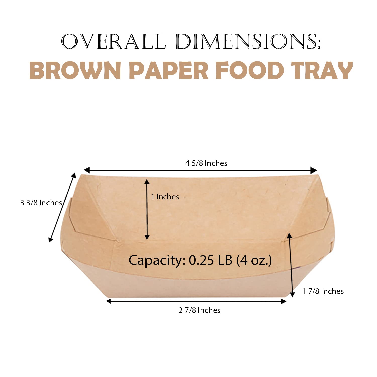 Eco-Friendly Disposable Kraft Paper Food Trays - 100% Biodegradable & Recyclable Picnic Serving Trays for Hot/Cold Food - Perfect for Outdoor BBQ, Camping, Parties & Events (0.25Lb, Pack of 100)