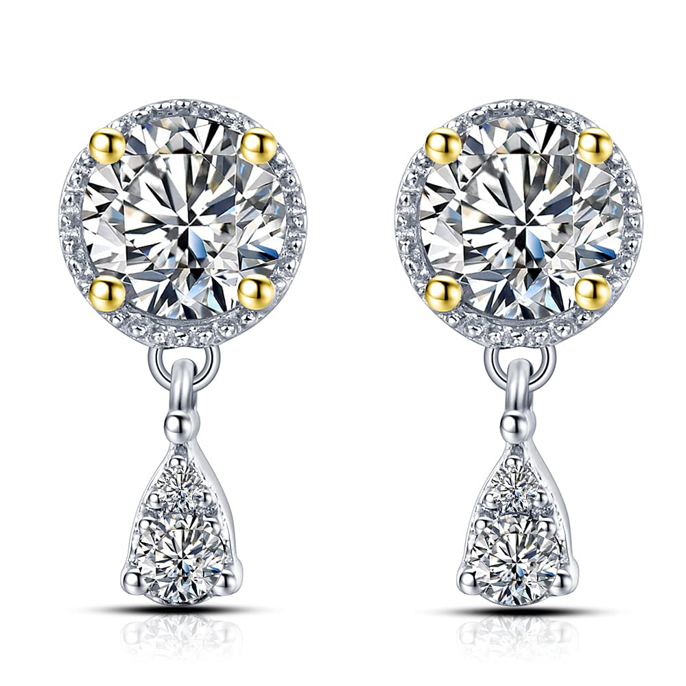 Moissanite Stud Earrings for Women - 1.5ct Round Cut Diamond Simulated Earrings, 925 Sterling Silver Hypoallergenic Jewelry, Elegant Wedding Party Gift Box | Perfect for Anniversary, Birthday, Valentine's Day Gifts