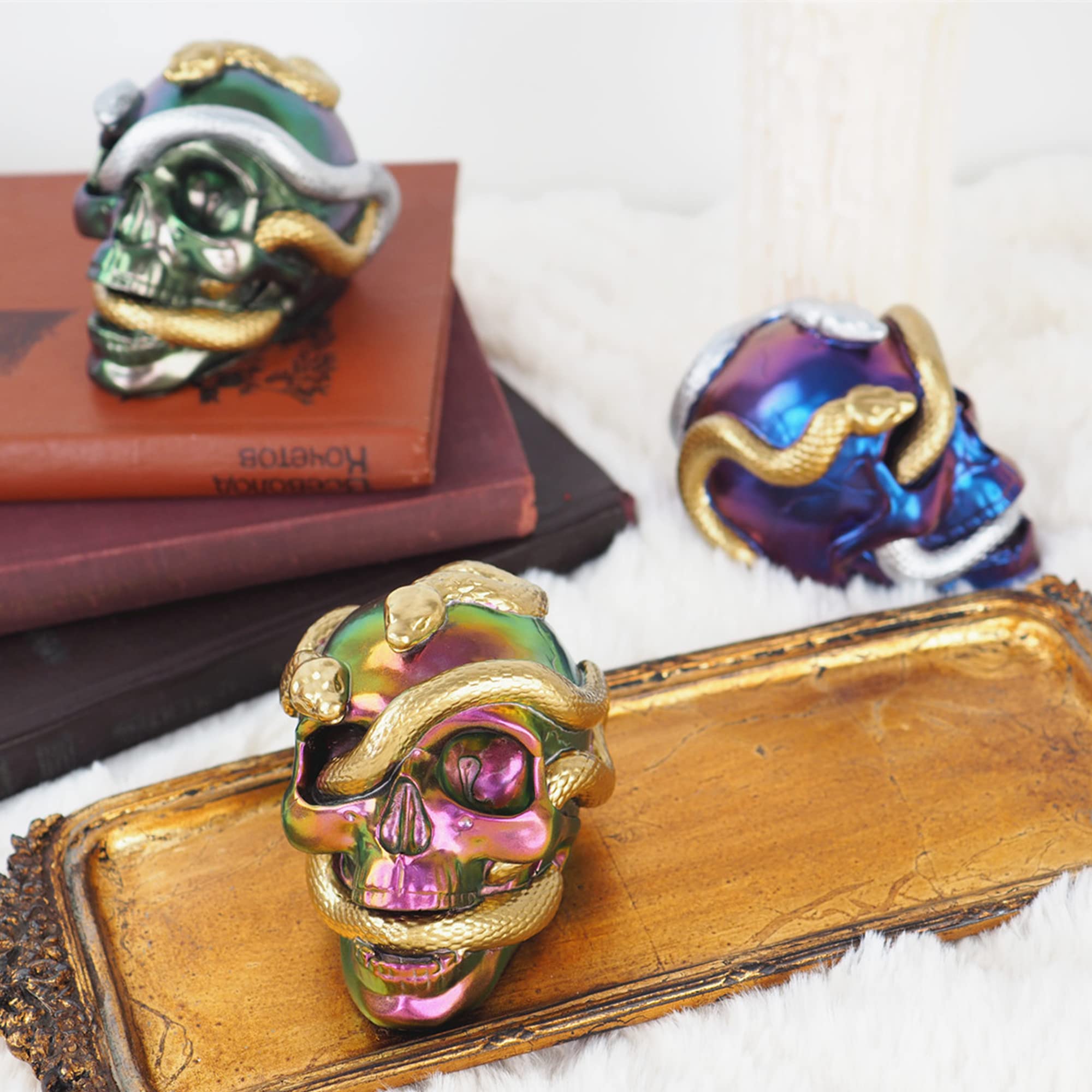 3D Snake Skull Silicone Mold for Epoxy Resin & DIY Crafts - Halloween Decor, Candle Making, Jewelry Casting - Reusable Baking Mold for Chocolate, Soap, Candles (Skull Design)